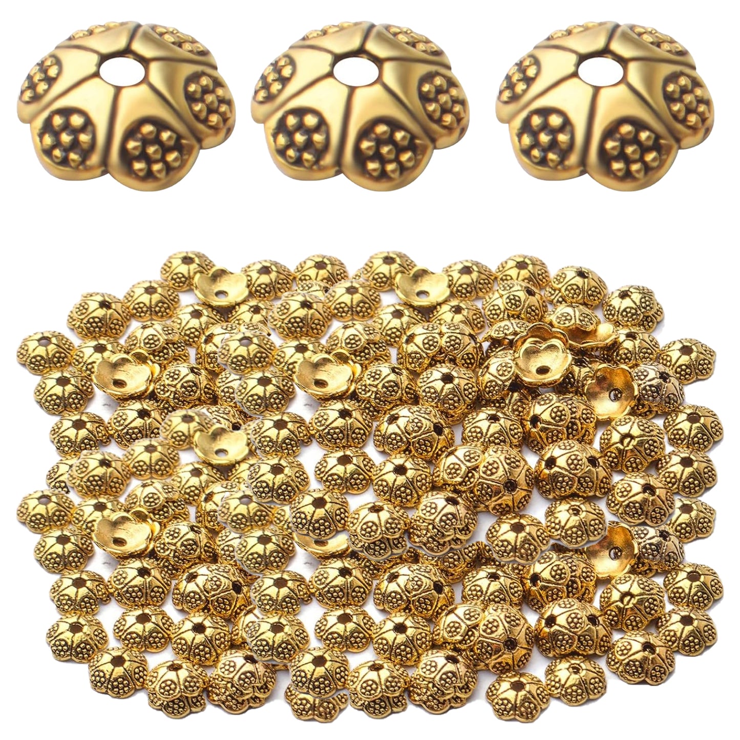 200pcs Flower Bead Caps Tibetan Alloy Spacer Beads Caps for DIY Bracelet Necklace Earrings