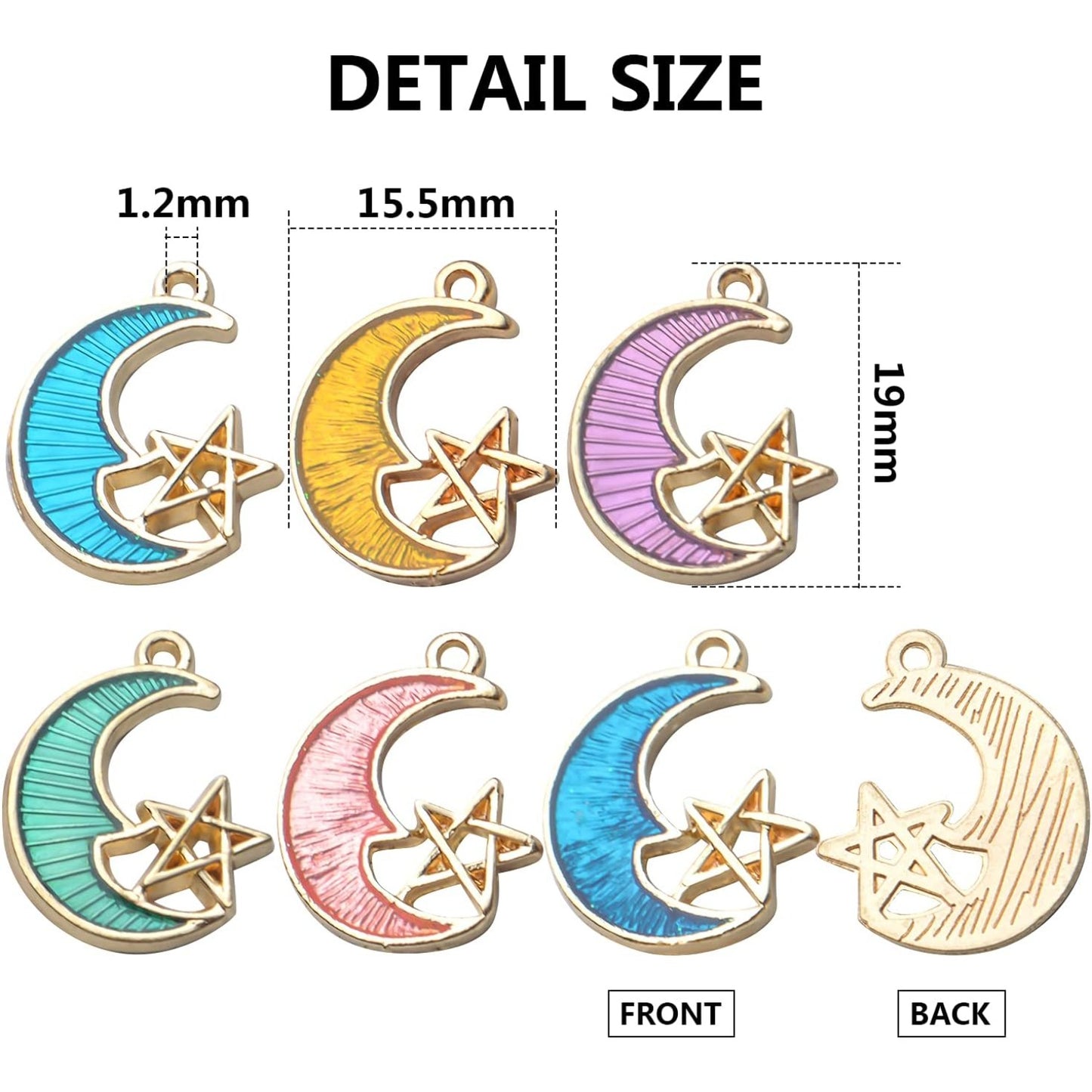 24pcs Enamel Moon Star Charms Celestial Charms Pendants Crafts Supplies for DIY Earring Necklace Bracelet Jewelry Making Accessories,6 Colors