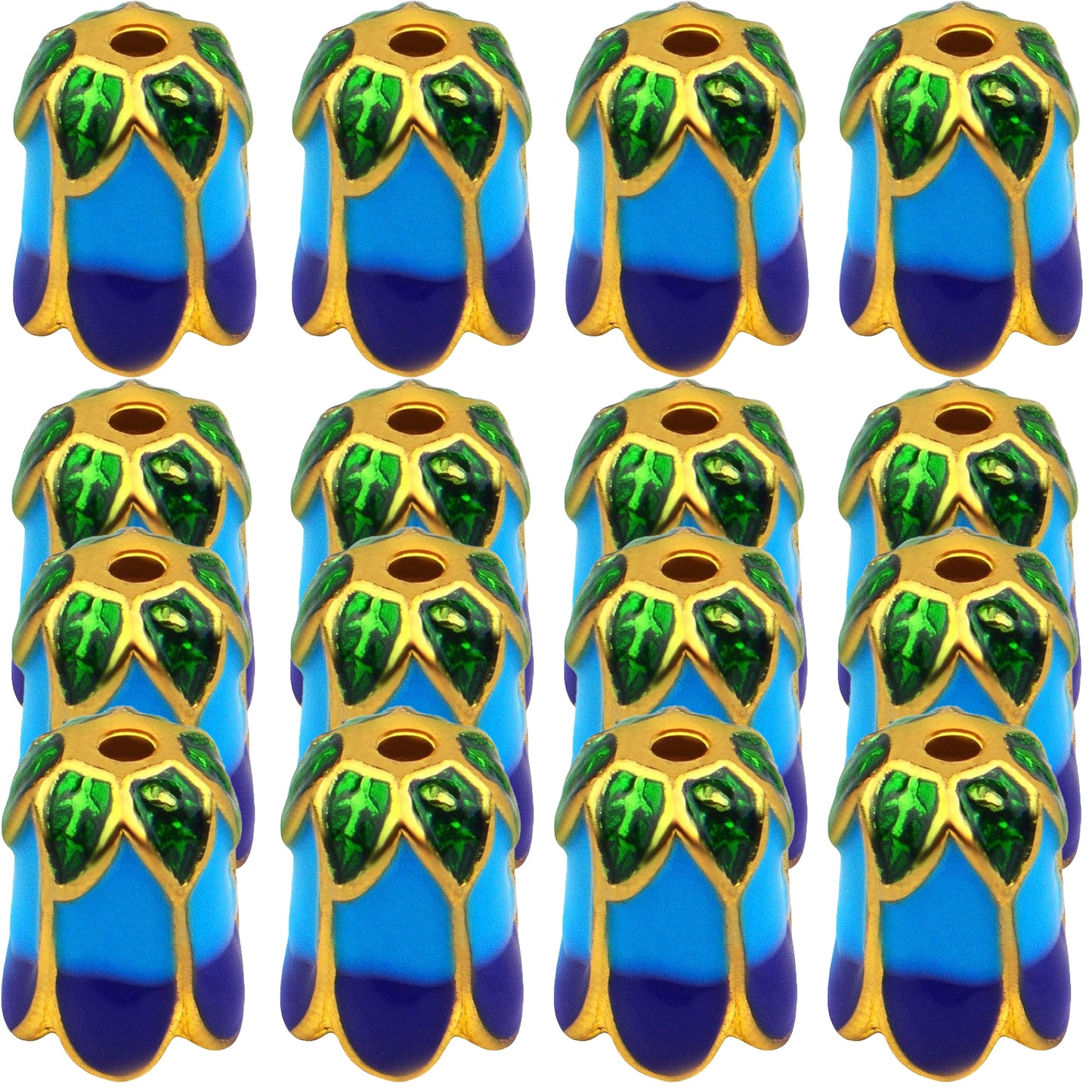 16pcs Enamel Flower Bead Caps Alloy Flower Spacer Beads Caps Floral End Caps Terminators for DIY Necklace Bracelet Earring Jewelry Making Supplies, 2 Colors