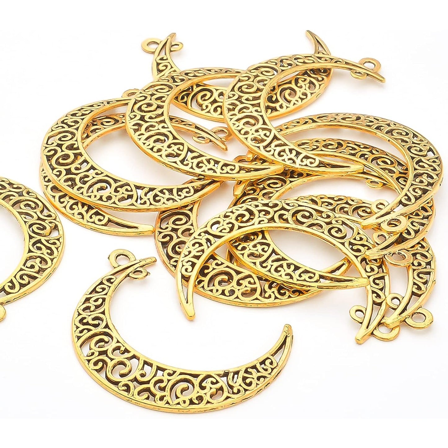 40pcs Hollow Moon Charms Crescent Moon Pendants Celestial Charms Crafts Supplies for DIY Bracelet Necklace Jewelry Making Accessory
