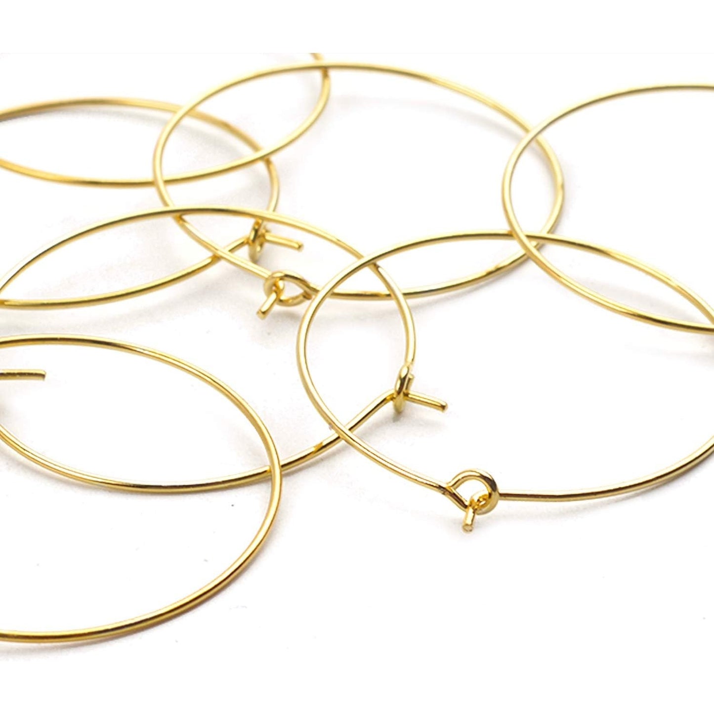 BronaGrand 150 Pieces Gold Plated Wine Glass Charm Rings Earring Hoops 3 Sizes,30mm,25mm,20mm