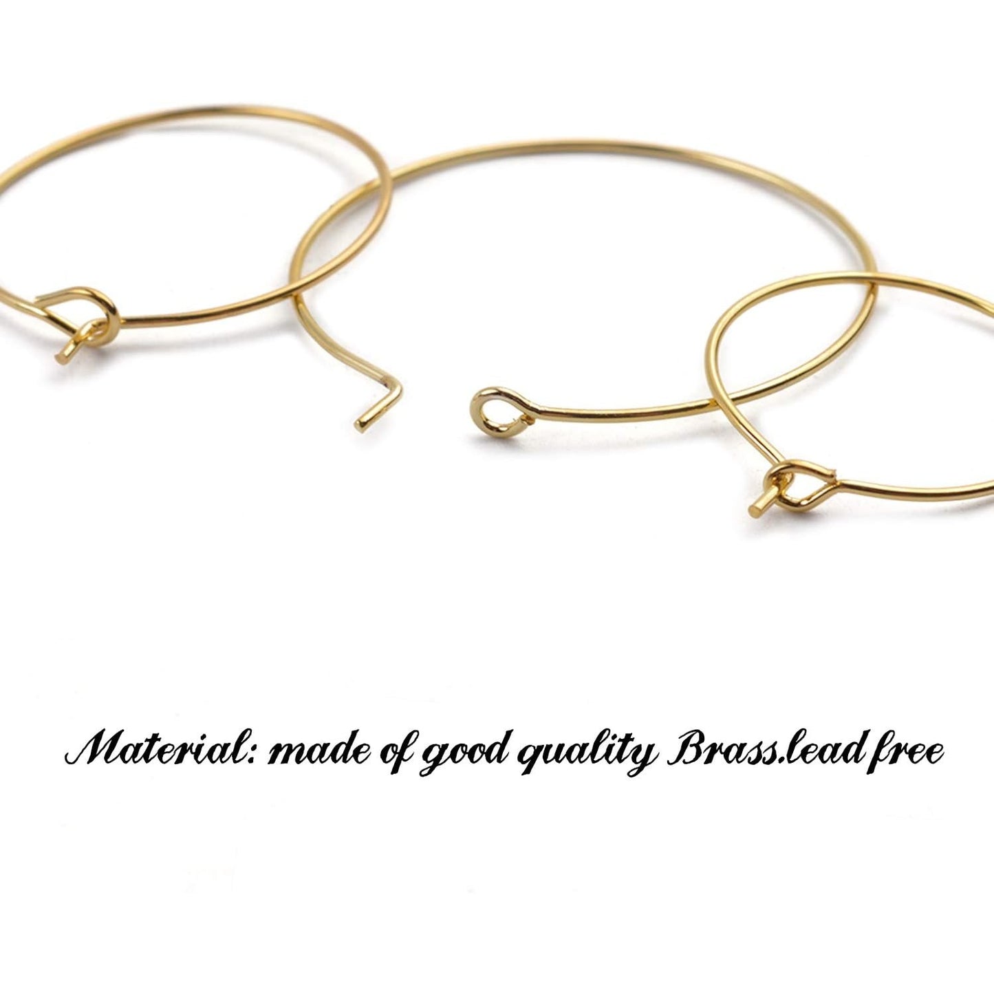 BronaGrand 100 Pieces Gold Plated Wine Glass Charm Rings Earring Hoops 20mm