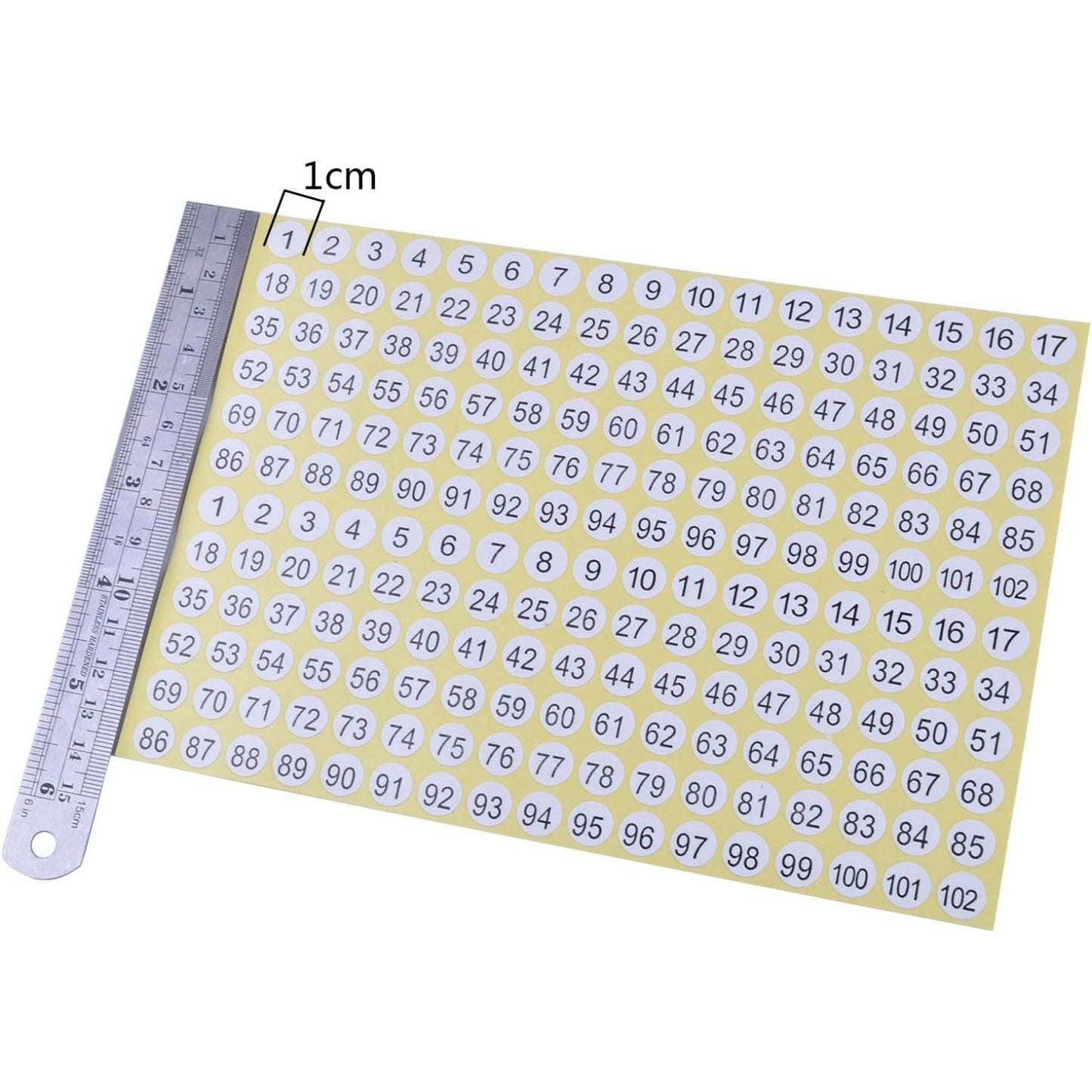 Number Stickers 1 to 102 Round Self Adhesive Stickers Label Inventory Storage Stickers, 3060 Stickers/15 Sheets