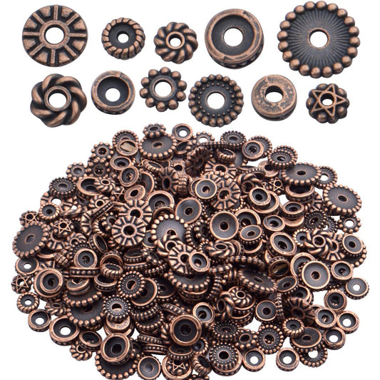 100 Gram(About 170-300pcs) Spacer Beads Jewelry Bead Charm Spacers Alloy Spacer Beads for Jewelry Making DIY Bracelets Necklace and Crafting,Antique Copper
