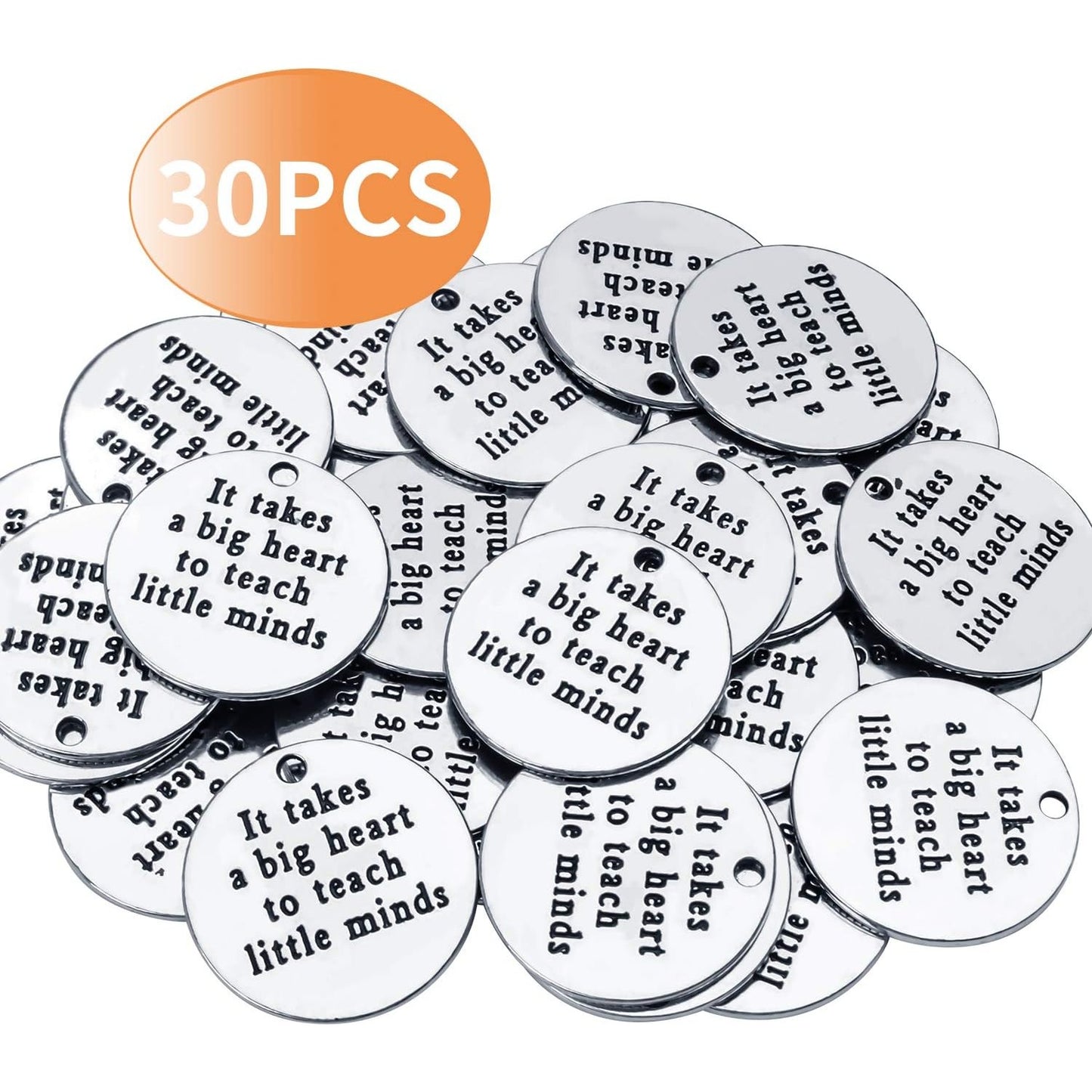 Inspirational Words Charms, 30pcs Lettering Saying Pendants (It takes a big heart to teach little minds) Charms Beads Jewelry Findings for DIY Necklace Bracelet