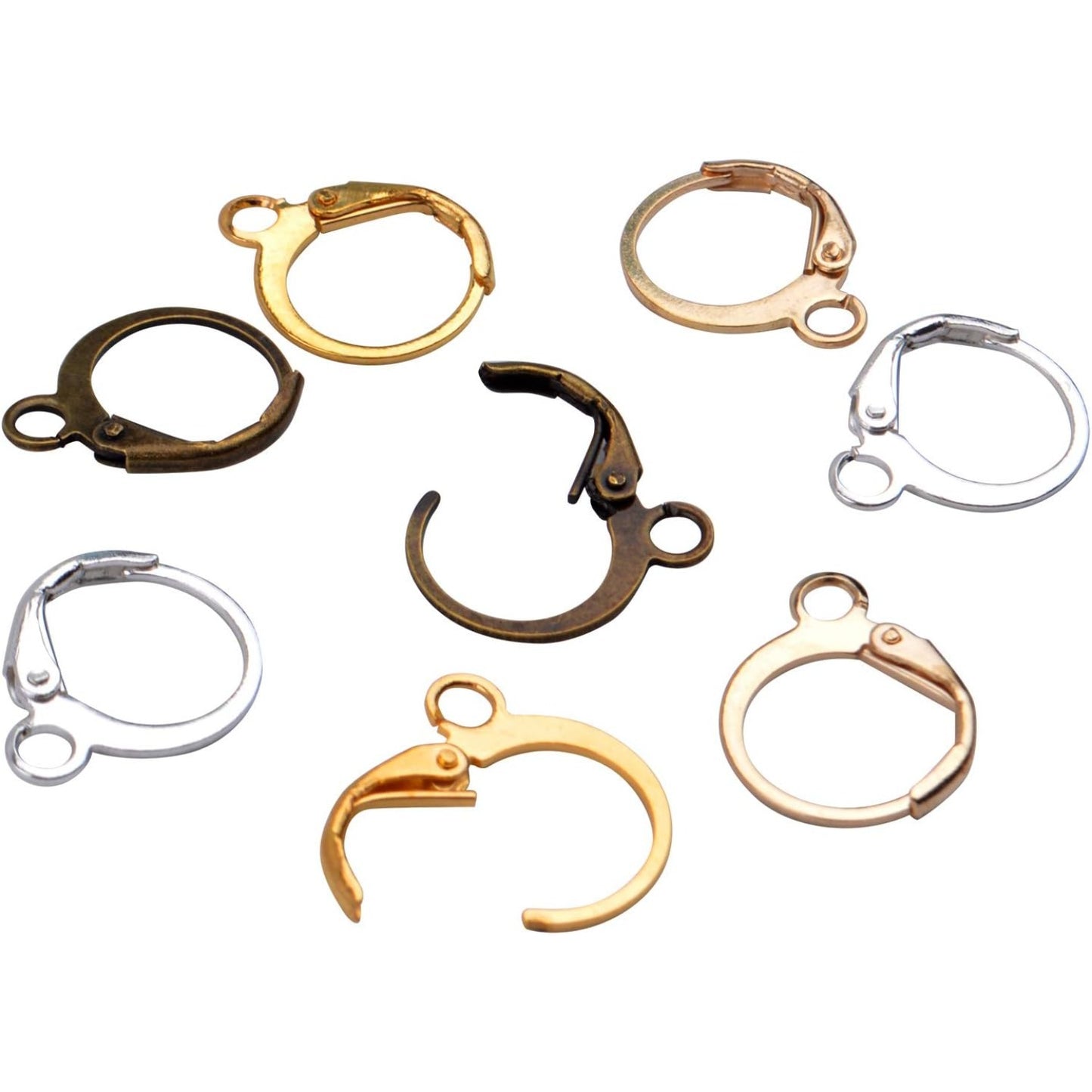 Hypoallergenic Earring Hooks, 120 Pieces Brass Lever Back Earring Round French Hook Ear Wire with Open Loop for Earring Designs Jewelry Making - 4 Colors