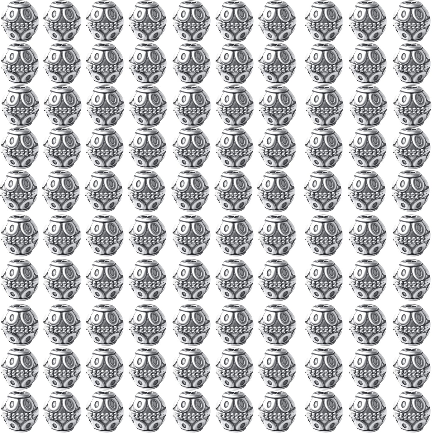 100pcs 8mm Tibetan Alloy Beads Spacers European Style Bicone Beads Oval Loose Spacers Jewelry Bead Charms DIY for Necklace Earring Bracelet Jewelry Making Supplies