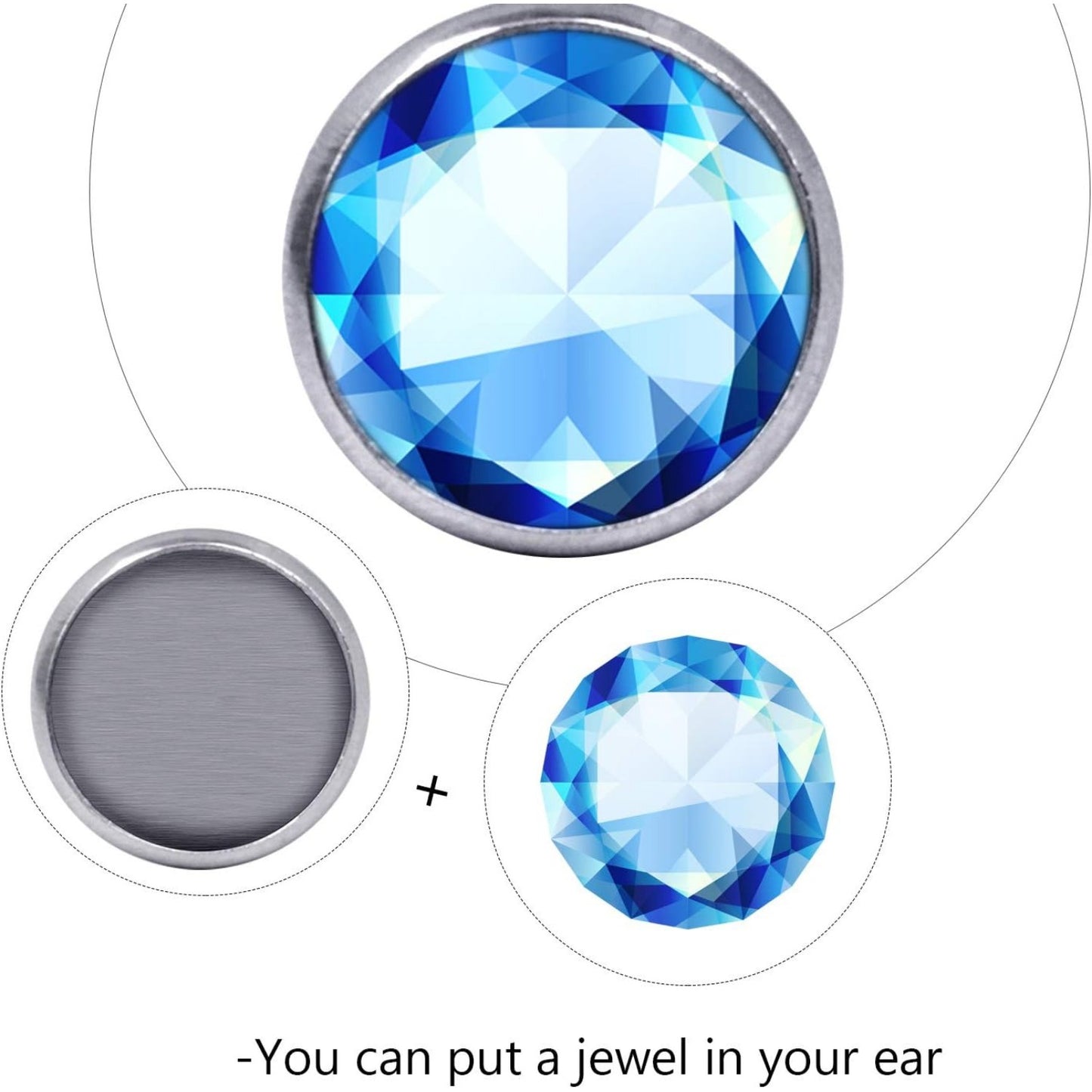 50 Pieces Stainless Steel Stud Silver Earring Cabochon Setting Post Cup for 10mm and 50 Pieces Clear Rubber Earring Safety Backs