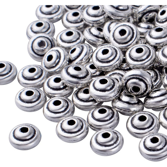 120pcs Antique Silver Bicone Beads Spacers Alloy Tibetan Beads Loose Spacer Beads Charm Beads for Jewelry DIY Bracelet Making and Crafting