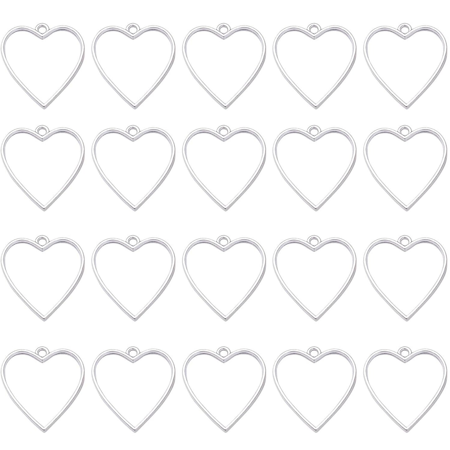 Open Backs Bezel Pendants, 20pcs Heart Hollow Frame Pendant Geometric Blanks Charms Resin Molds for Jewelry Findings Diy Pressed Flower Frame Earrings Bracelet, 4 Colors