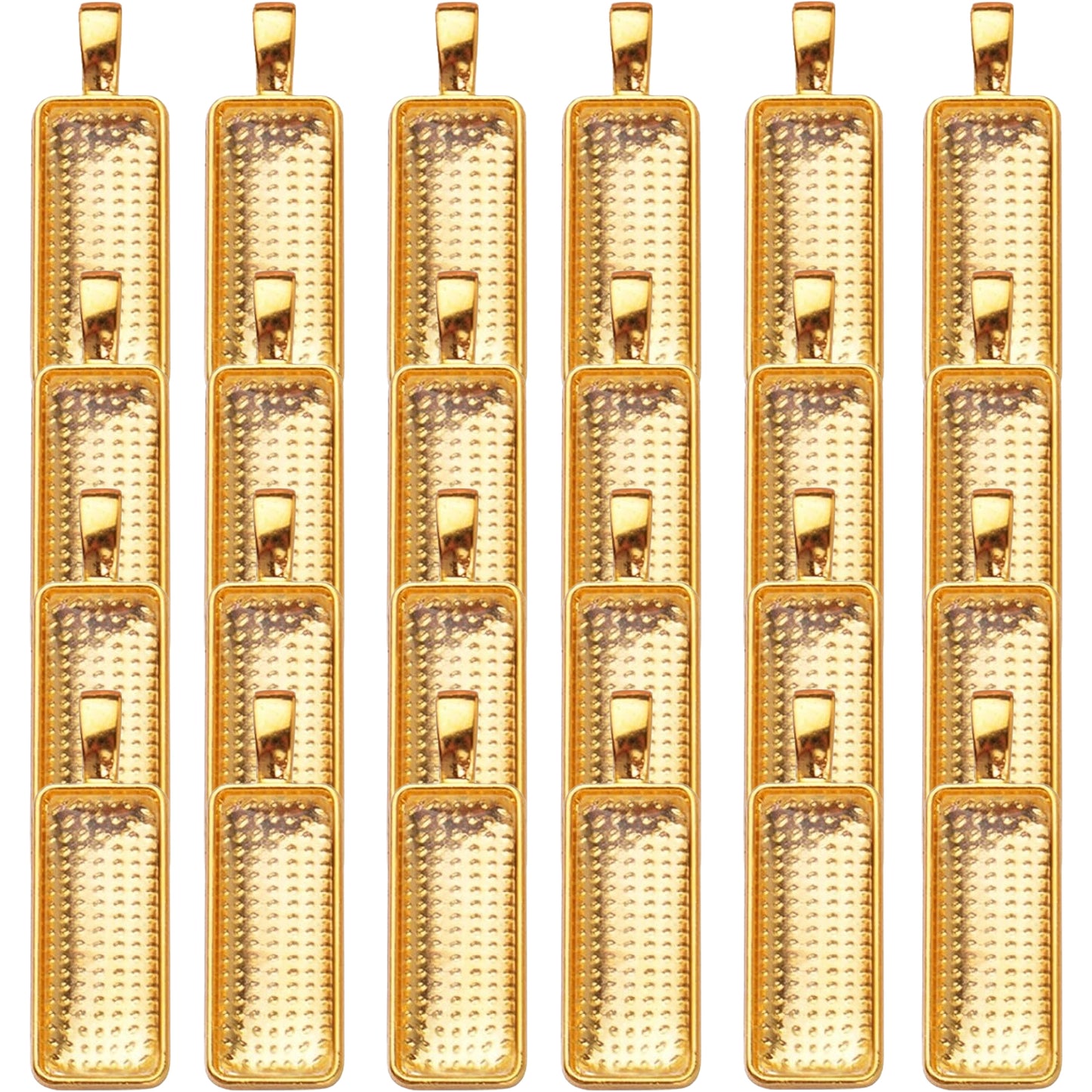 48pcs Pendant Trays Cabochons Set, 24pcs Rectangle Bezel Pendant Trays and 24pcs Glass Dome Cabochon Tiles for Jewelry Crafts Making, 6 Colors