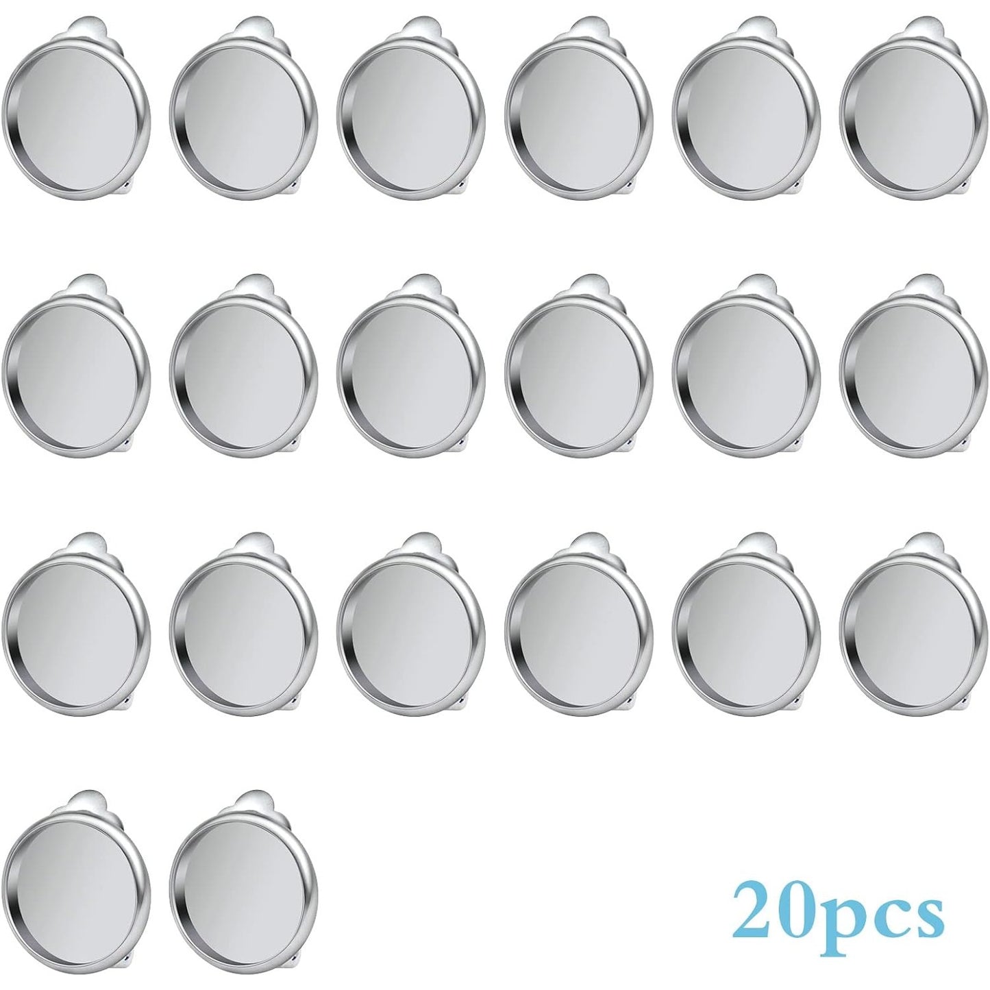 Clip-on Earring Converters, 20pcs (10 Pair) Flat Round Earring Trays 12mm Earring Cabochon Setting Converter for Non Pierced Ears Earring Making - Silver