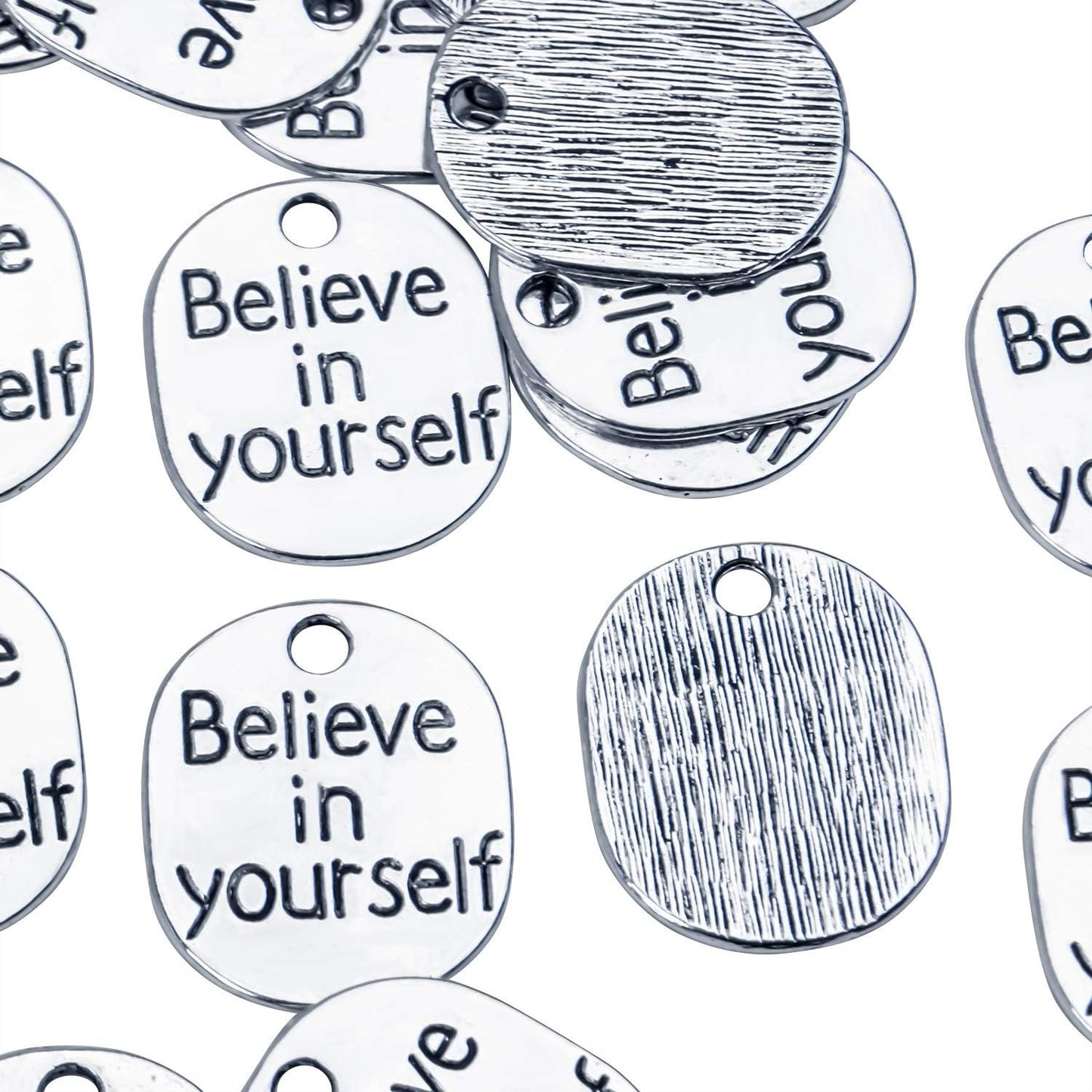 Inspirational Words Charm, 30pcs Inspirational Message Pendant believe in yourself Charms Beads Craft Supplies for Jewelry Making