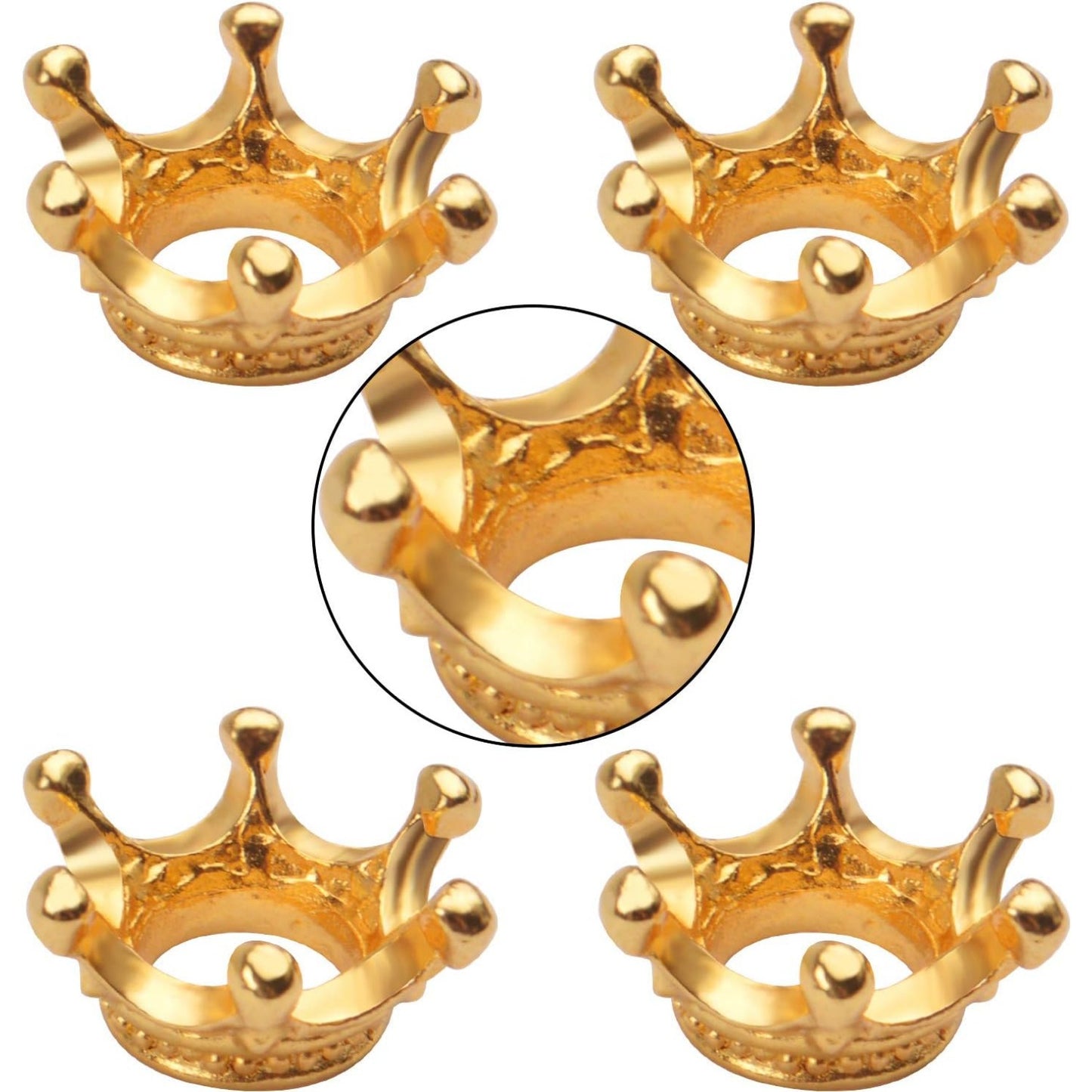50pcs Crown Shape Charms Loose Beads Pendants Alloy Spacer Beads Big Hole Bracelet Connector Charm for Crafts DIY Jewelry Making