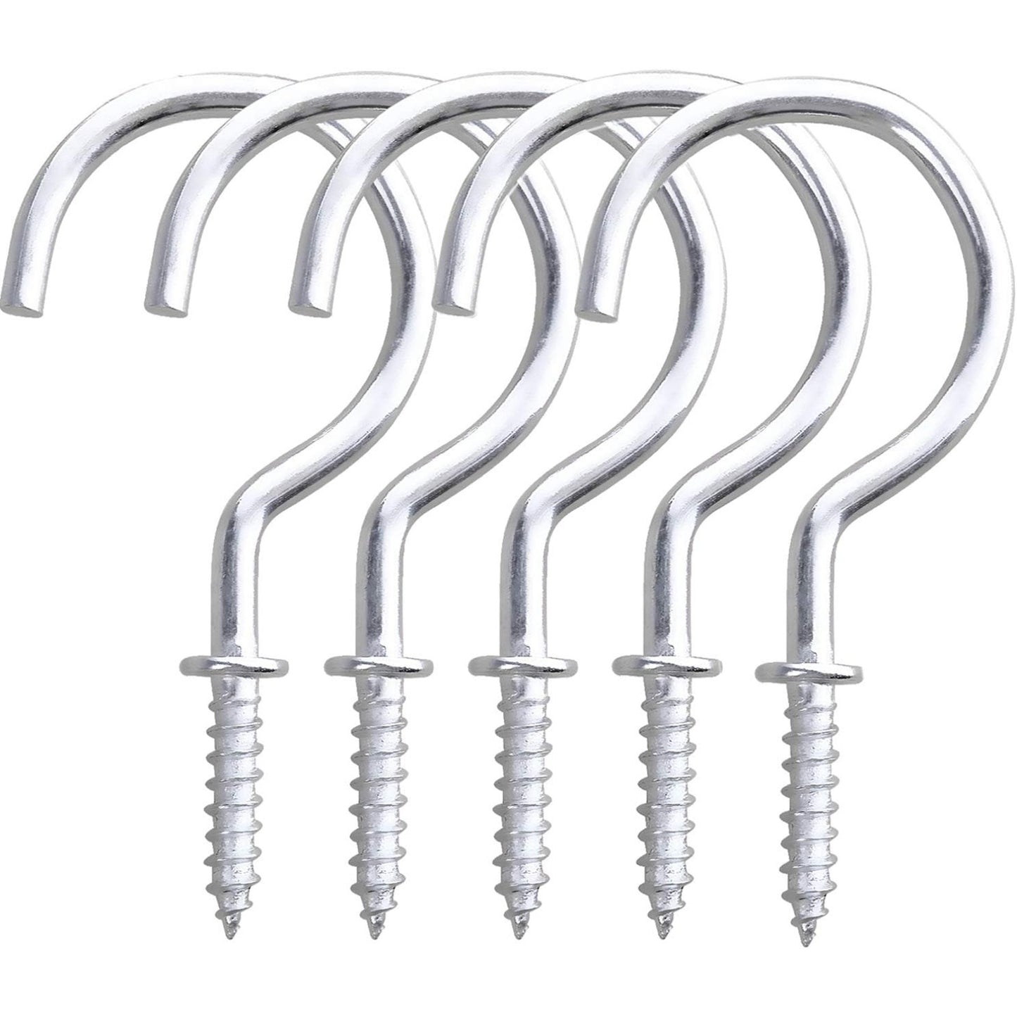 20Pcs 2.8 inches Silver Metal Cup Hooks Round End Ceiling Wall Hooks for Hanging Plants, Lights, Curtains, Kitchen Towels