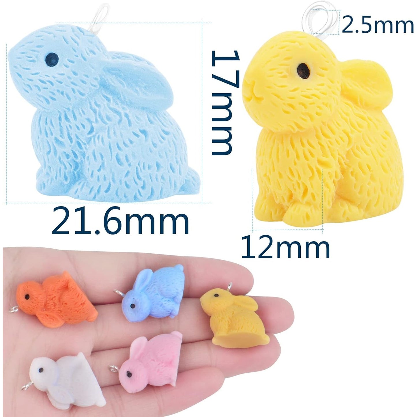20pcs 5 Colors Resin Rabbit Charms Lovely Rabbit Shape Pendants Animal Dangle Charms Jewelry Accessories for DIY Necklace Bracelet Earrings