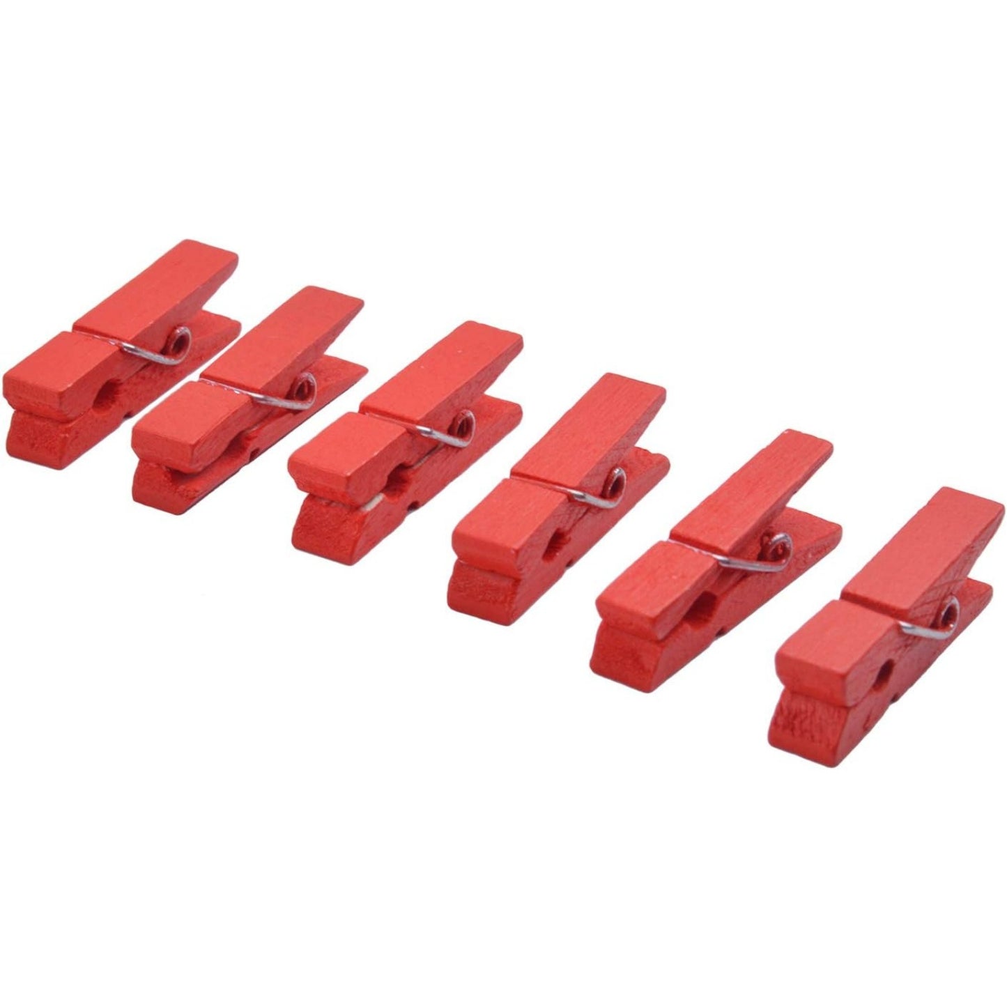 BronaGrand 100pcs Mini Red Wooden Utility Paper Clip, Clothespins Clip, Clothes Line Clips,Photo Clips
