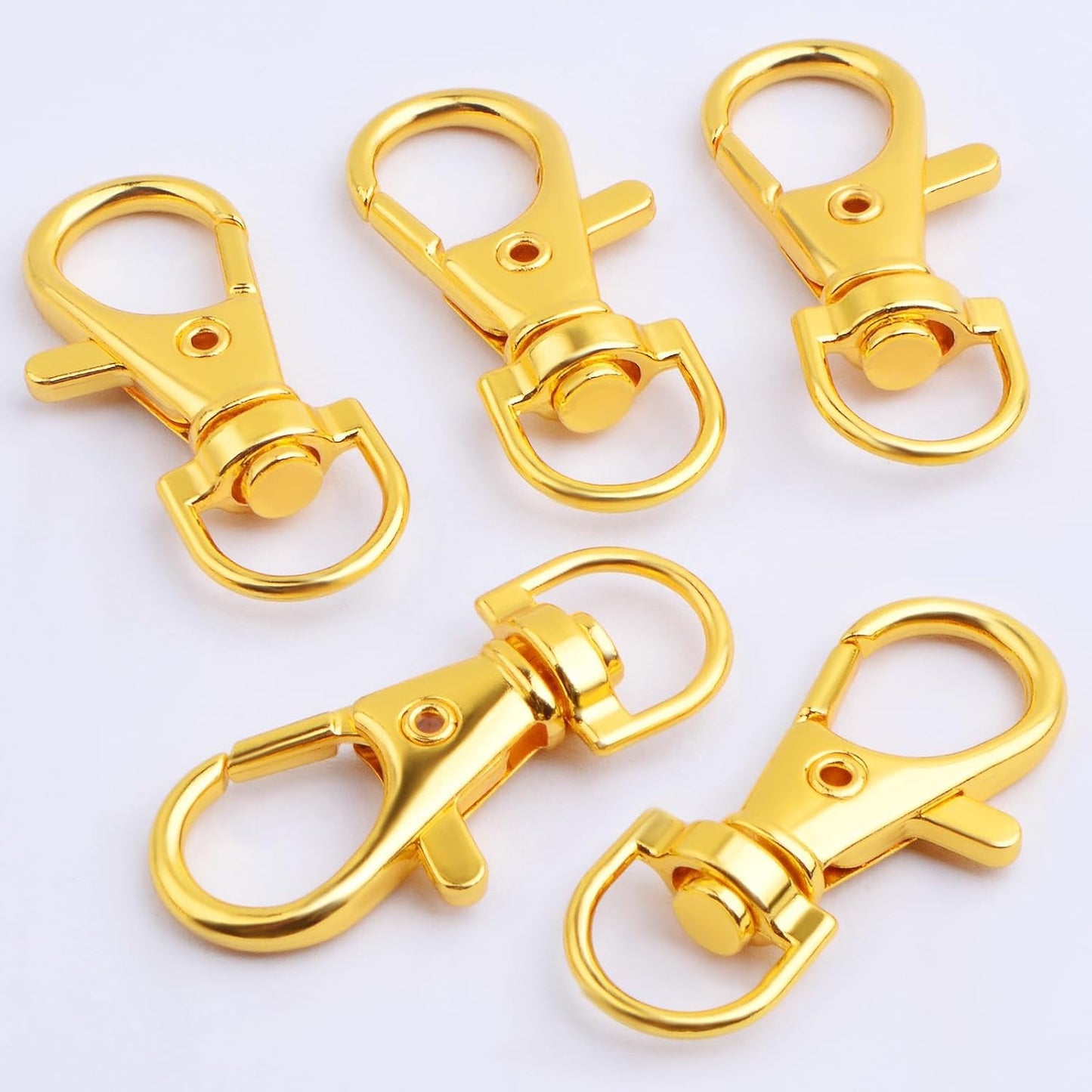 50pcs Swivel Clasp Lanyard Snap Hooks Golden Keychain Clip Hook Lobster Claw Clasps Lanyards Trigger Snap Hooks for DIY Keyring Handbag Purse Backpack Sewing Craft Projects
