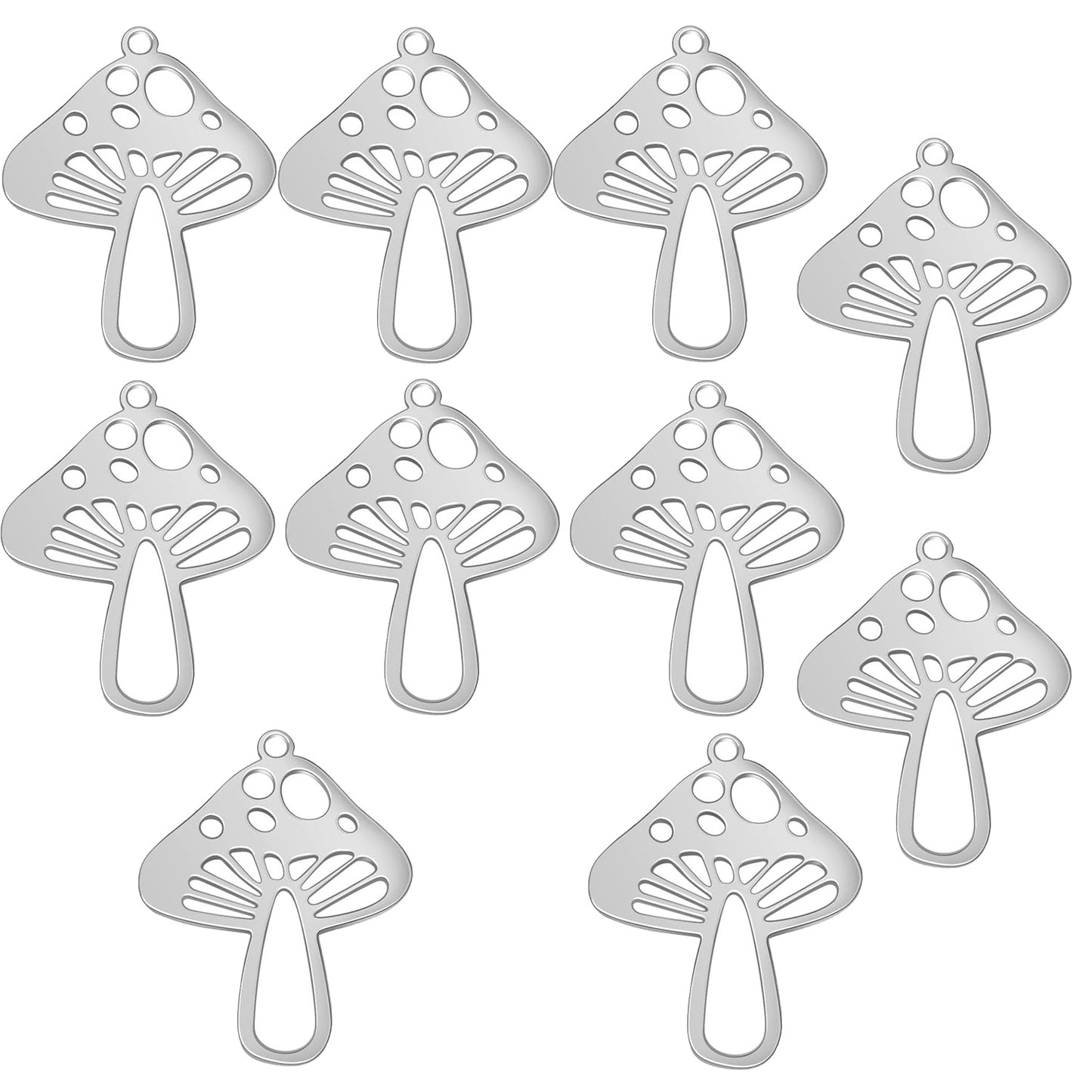 10pcs Stainless Steel Small Mushroom Charms Cute Mushroom Shape Dangle Pendants Craft Supplies for DIY Bracelet Necklace Keychains Jewelry Making Findings, 2 Colors