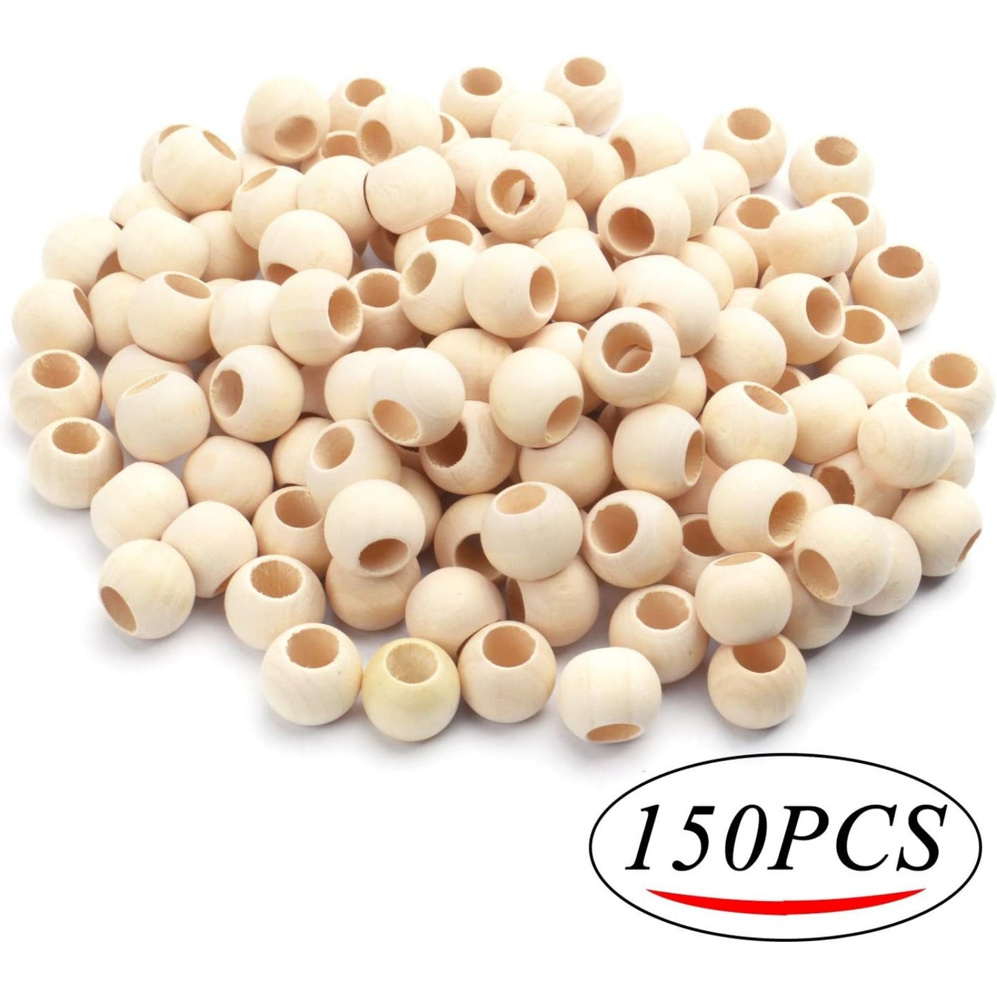 150pcs Wooden Beads Natural Wood Round Beads Wood Loose Beads Spacers with 10 mm Large Hole for DIY Bracelet Pendants Crafts Decoration Jewelry Making,20×15mm