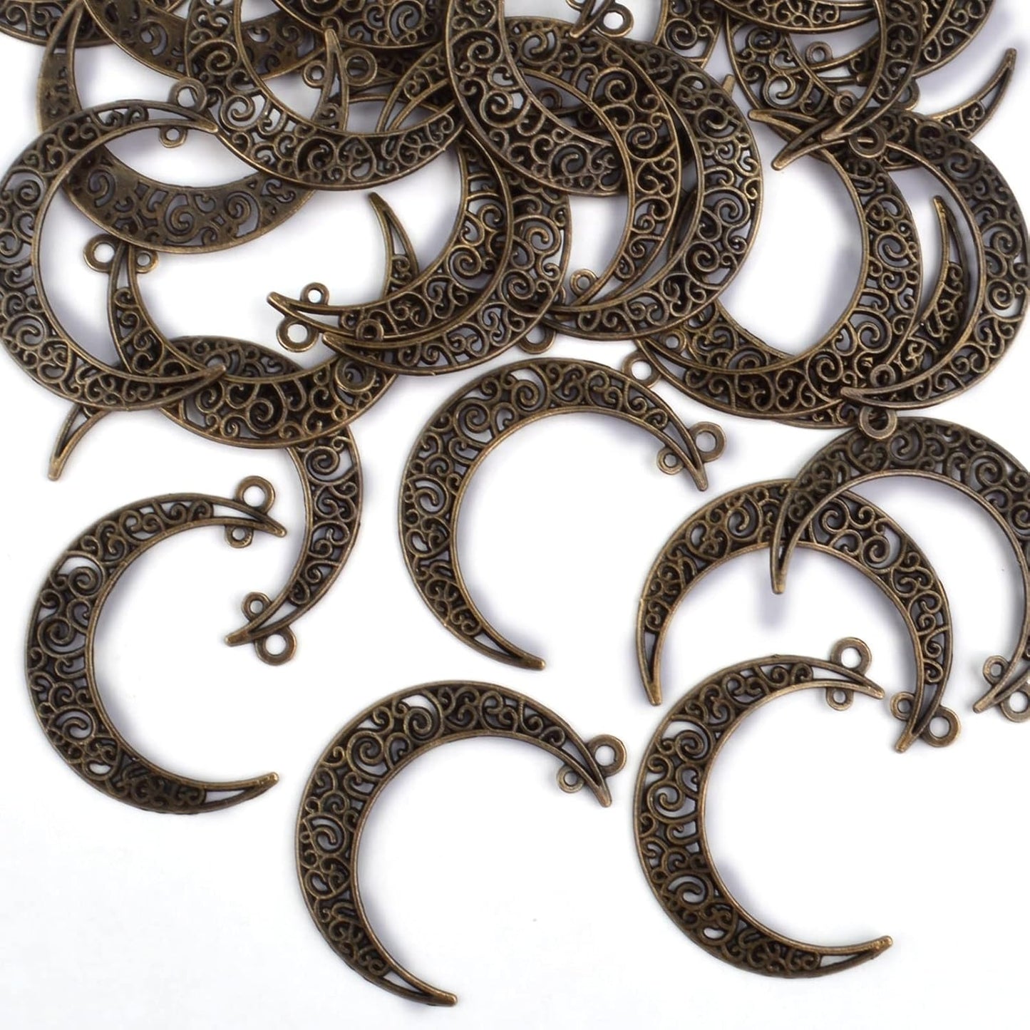 40pcs Hollow Moon Charms Crescent Moon Pendants Celestial Charms Crafts Supplies for DIY Bracelet Necklace Jewelry Making Accessory