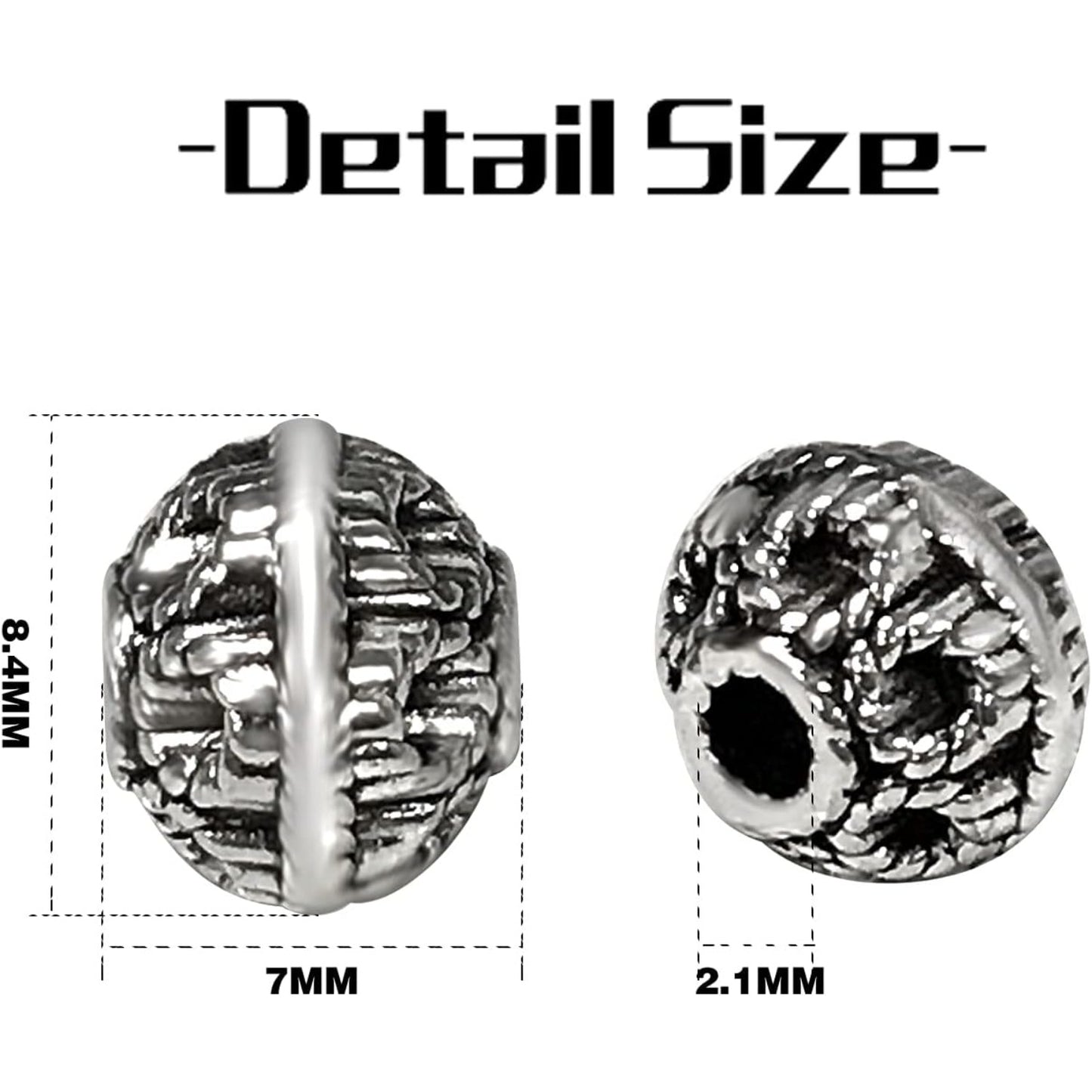 50pcs Antique Silver Spacers Beads Alloy Round Ball Spacer Beads Rondelle Beads Loose Bead Charm Beads for Jewelry DIY Bracelet Crafts Making Finding