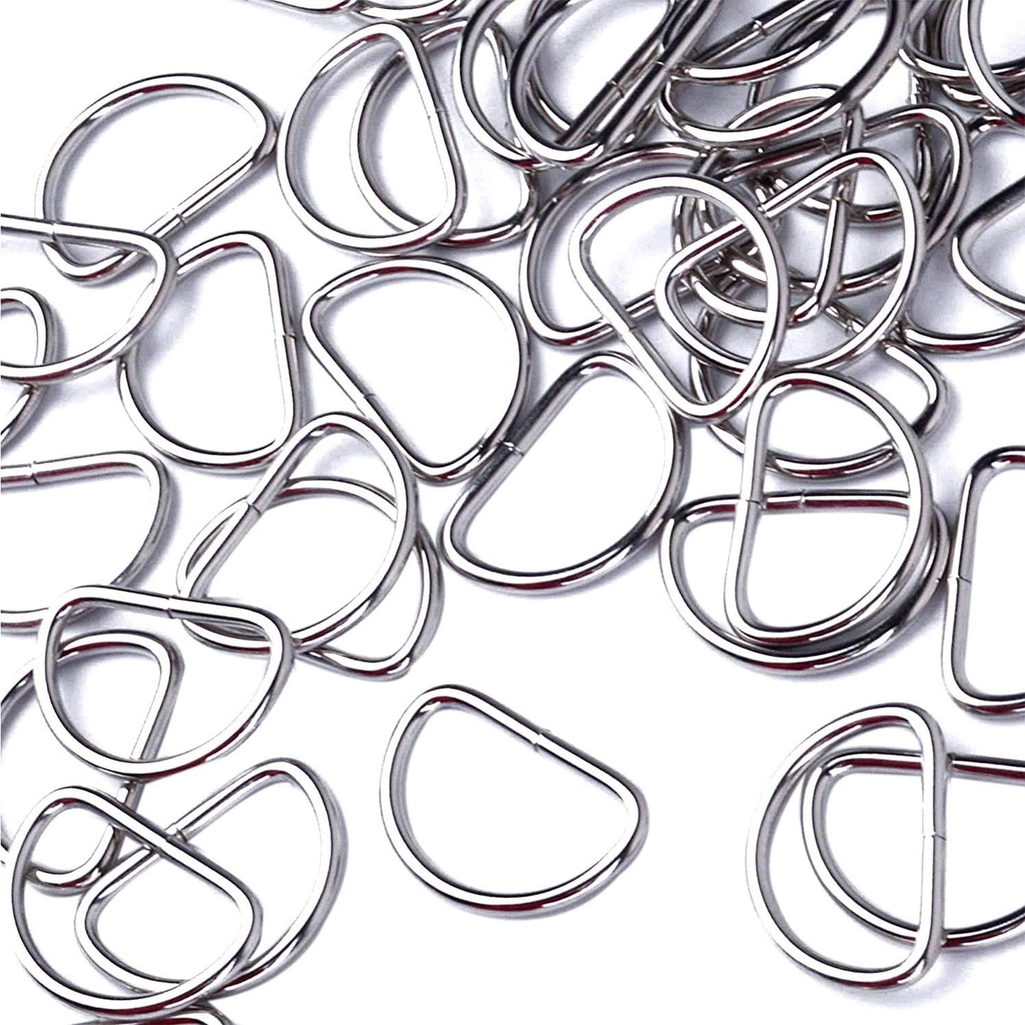 BronaGrand Pack of 100 Metal Nickel Plated D Ring (3/4 inch)