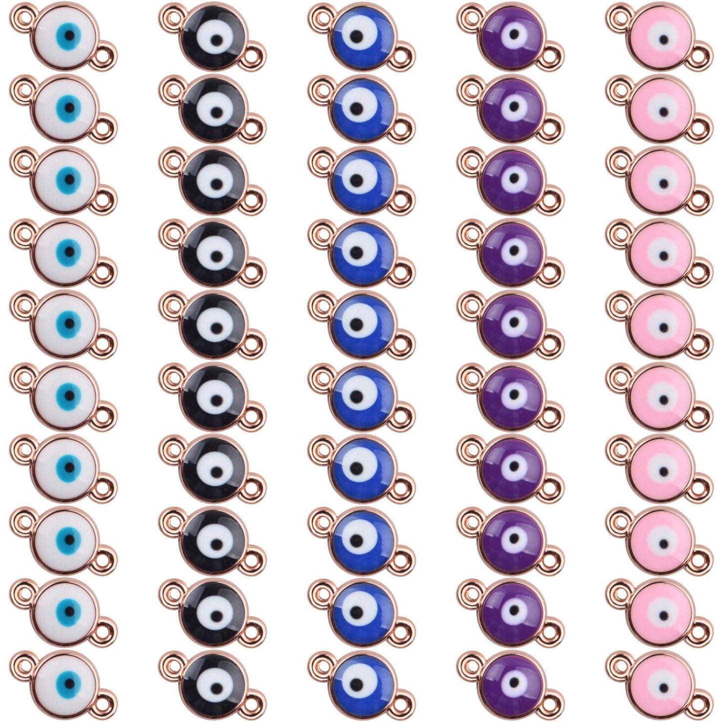 50pcs Evil Eye Connectors Pendants Bracelet Connector Bead Charms for Bracelet Necklace Crafts DIY