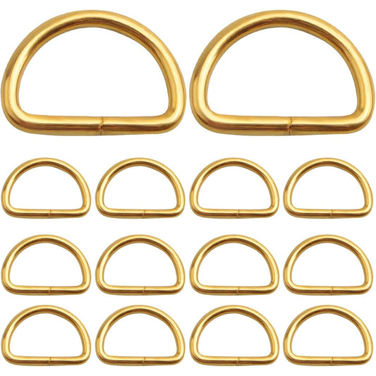 100pcs Metal Semi-Circular D Rings Multipurpose Half Round D Rings Loop Webbing Buckle Hardware Accessories for DIY Crafts Bags Clothing Backpack Belt Sewing, Golden