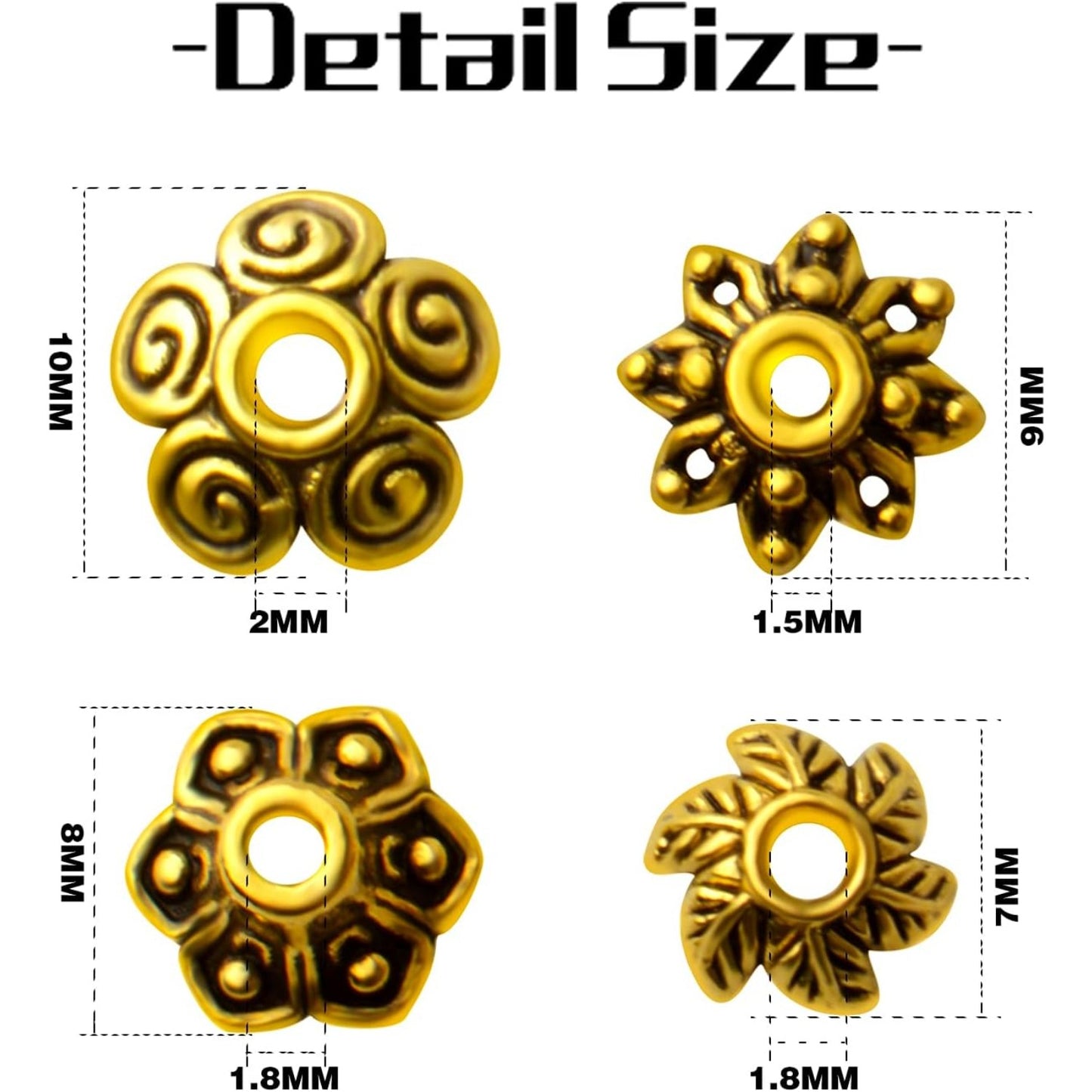 Flower Bead Caps,200pcs Antique Silver Spacer Beads Caps Alloy Bead End Caps Loose Beads for Jewelry Making DIY Bracelet Earrings Necklace Finding Accessory