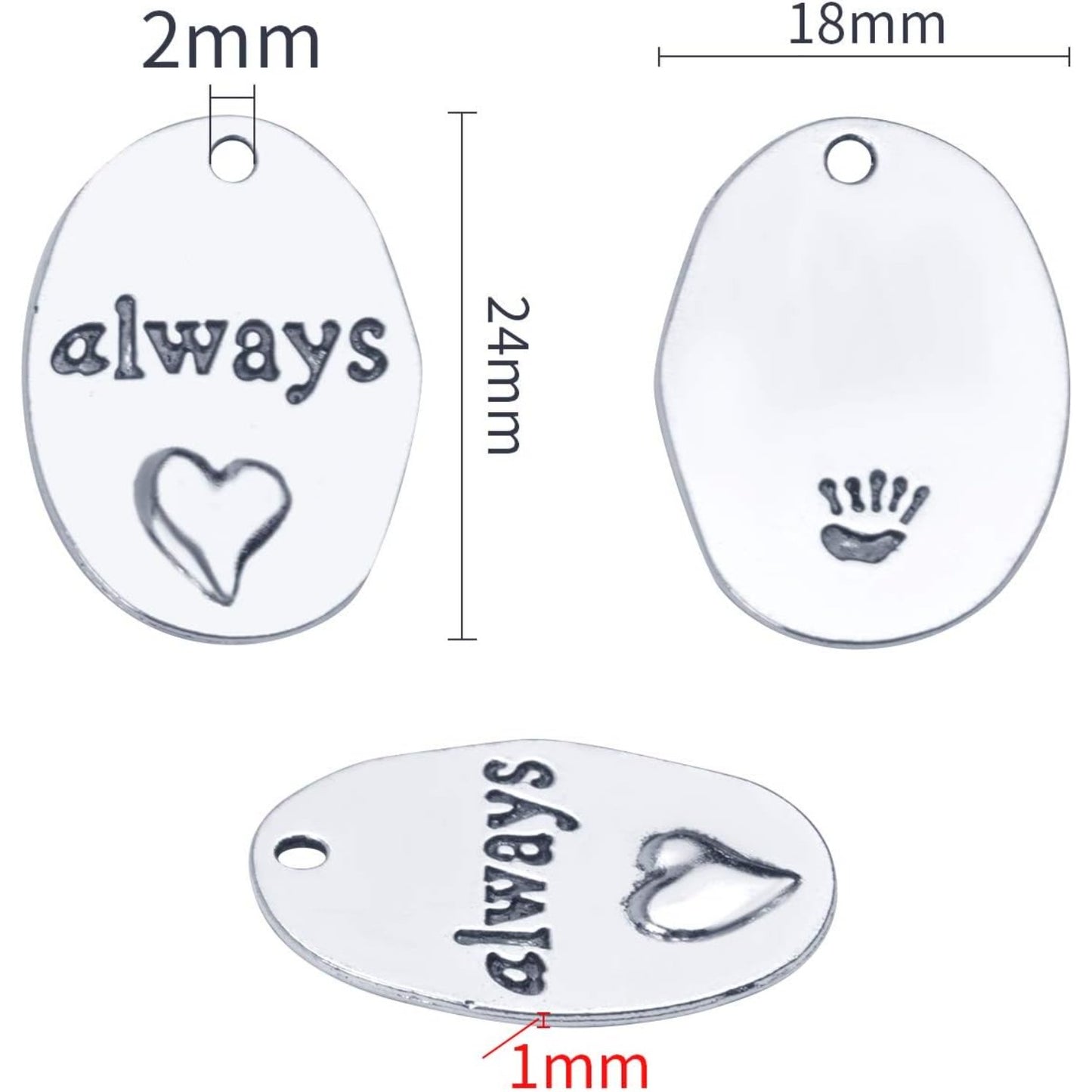 Inspirational Words Charms, 30pcs Lettering Saying Pendants (always) Charms Beads Jewelry Findings for DIY Necklace Bracelet