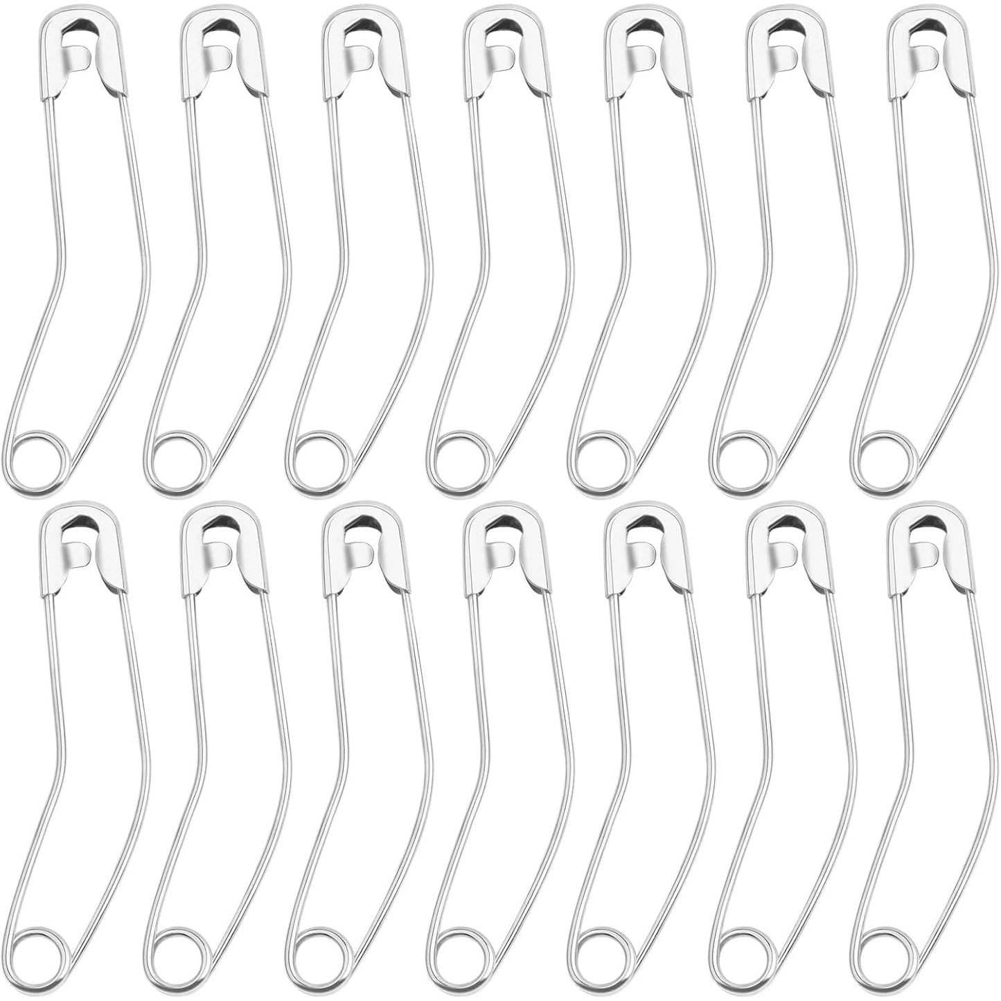 120pcs 55.5 mm Silver Curved Safety Pins Metal Bent Safety Pins Rust-Resistant Basting Pins Handmade Sewing Accessories for Clothes Quilting Knitting Crafts Home Office Uses