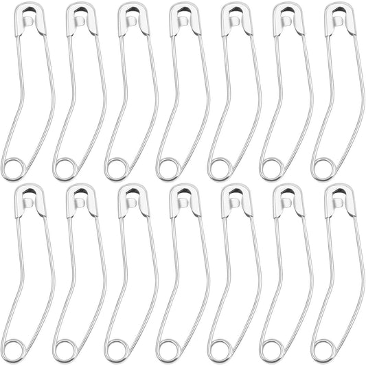 120pcs 55.5 mm Silver Curved Safety Pins Metal Bent Safety Pins Rust-Resistant Basting Pins Handmade Sewing Accessories for Clothes Quilting Knitting Crafts Home Office Uses
