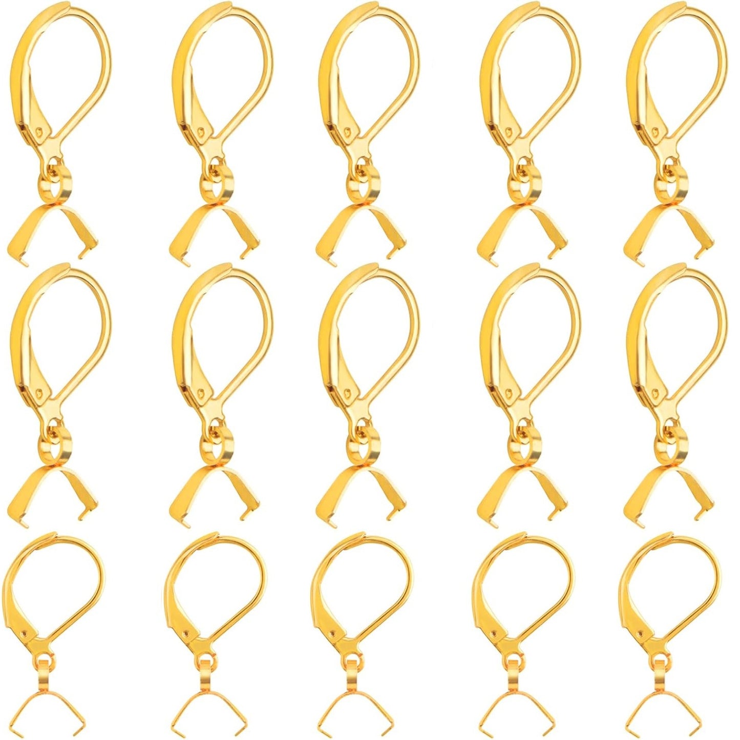 20pcs Stainless Steel D-shaped Earring Hooks Hypoallergenic Leverback Ear Wires Hooks with Pinch Bail Clasps Earring Supplies for DIY Dangle Jewelry Making, 5 Colors