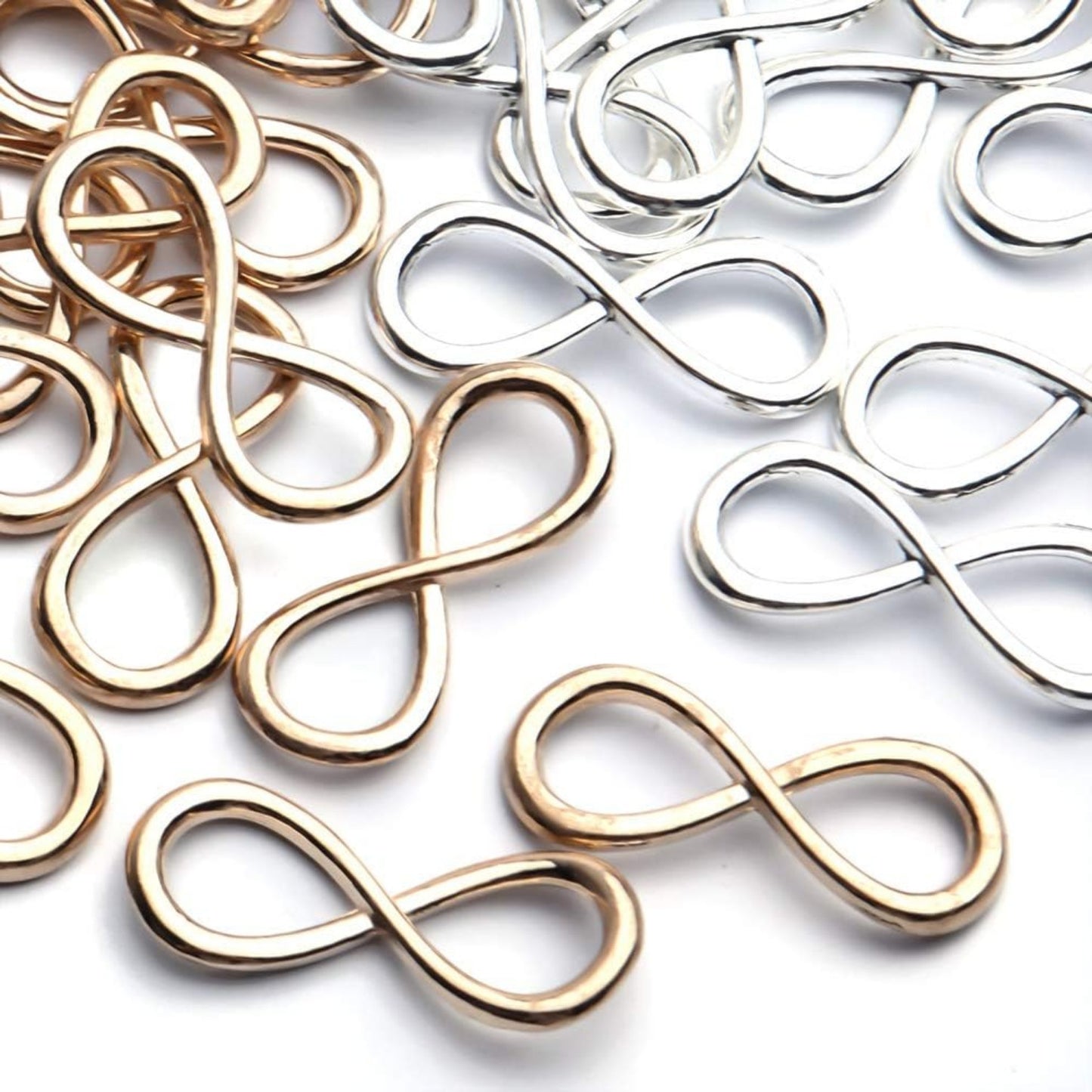 Infinity Connector Charms,50pcs Infinity Symbol Connectors Alloy Infinity Link Charms Silver and Golden Jewelry Accessories for DIY Necklace Bracelet,32x13mm