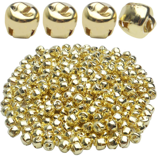BronaGrand 300pcs Jingle Bells,6mm Craft Bells Bulk DIY Bells for Christmas Festival Decoration Home Decoration,Gold