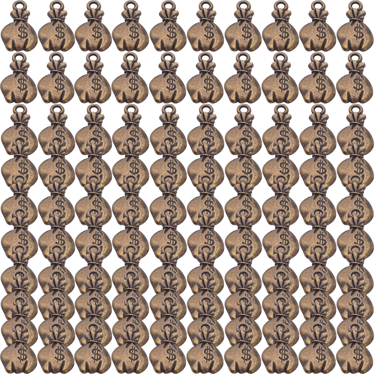 100pcs Mini US Dollar Sign Money Bag Charms Pendants Tibetan Alloy Dollar Money Charms Jewelry Making Accessories for DIY Earrings Bracelets Necklace, 2 Colors