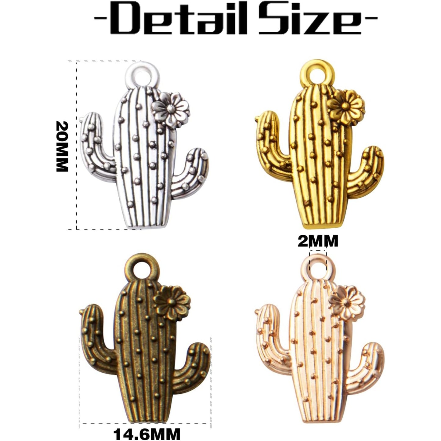 40pcs Cactus Flower Charm Alloy Plant Charms Cactus Charm Pendants Craft Supplies for DIY Earring Necklace Bracelet Jewelry Making Accessory,4 Colors