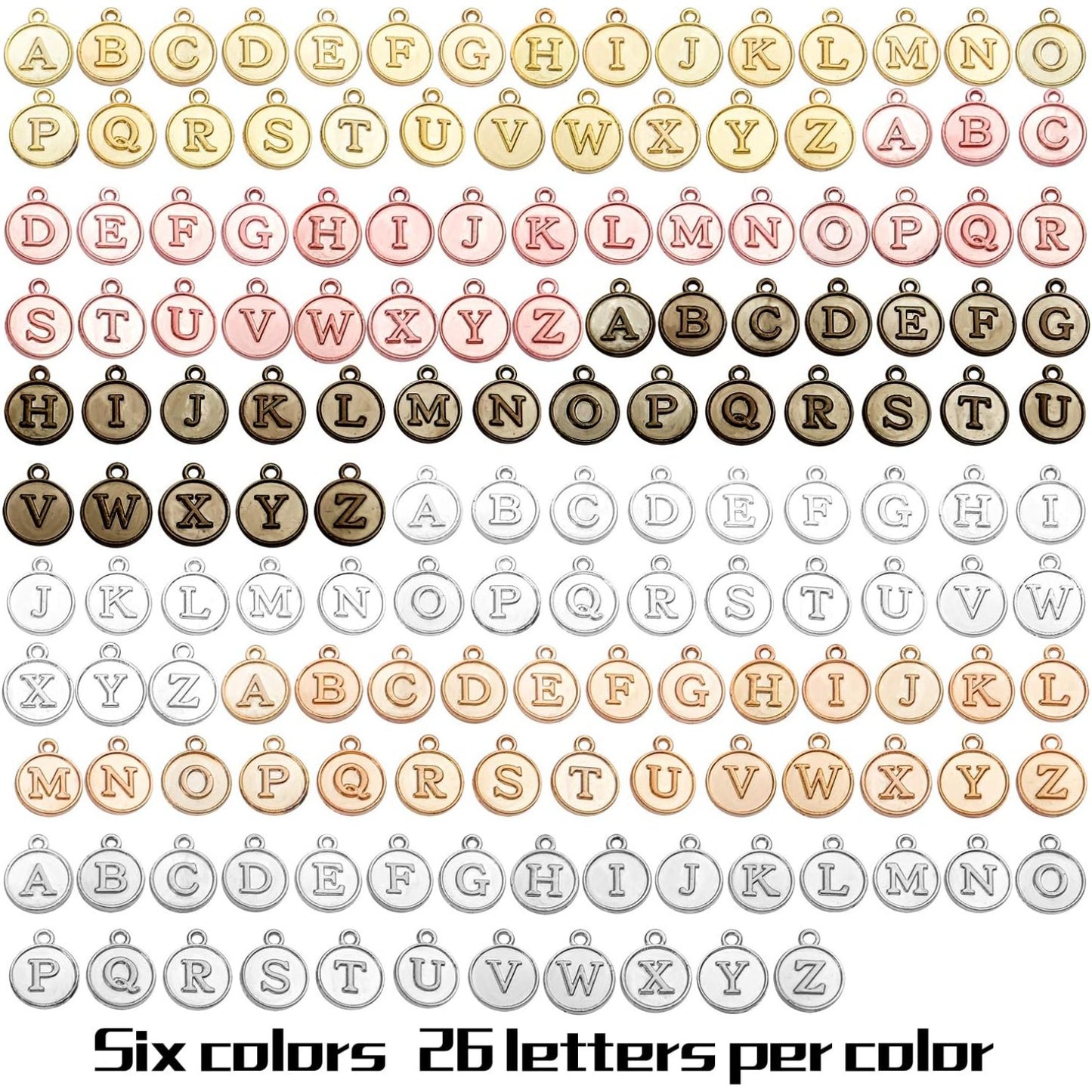 4 Sets(104 pcs) Alloy A-Z Initial Alphabet Letter Mixed Charms Pendants for DIY Jewelry Making,Bracelet and Crafting