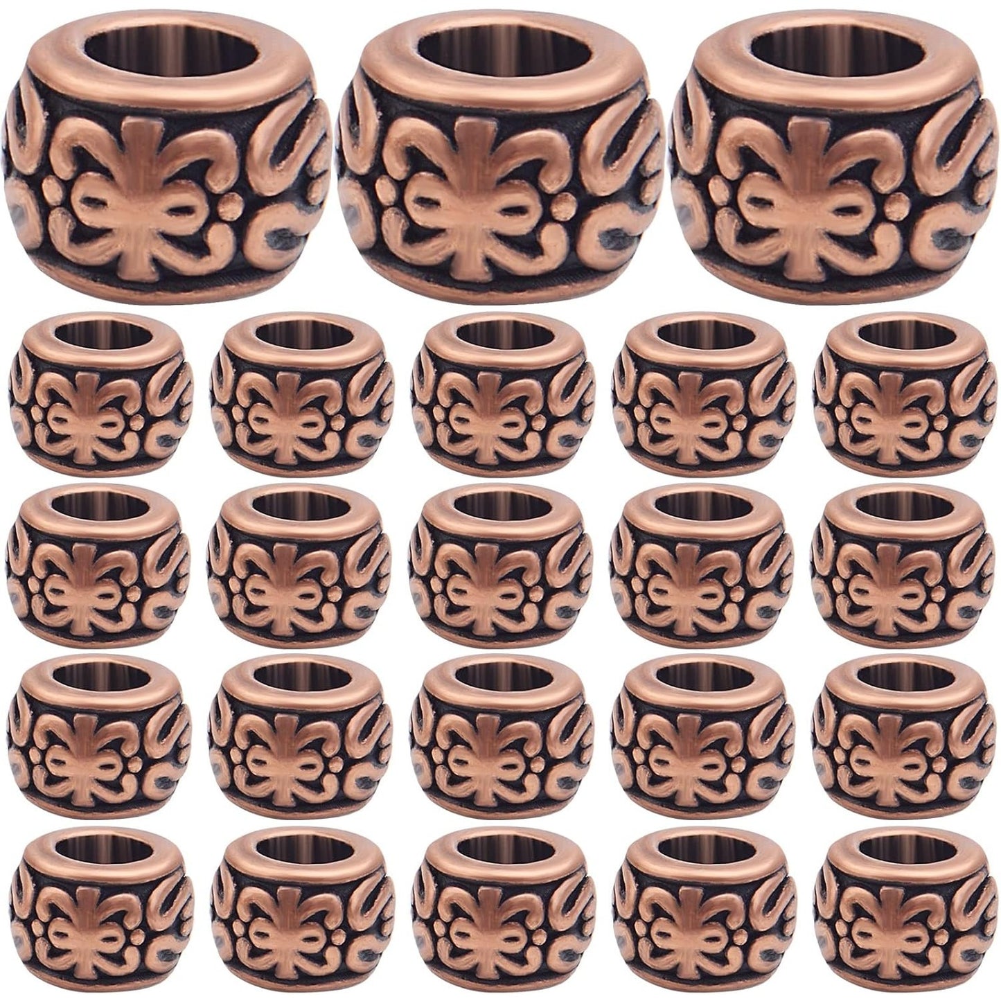 BronaGrand 100pcs Large Hole Spacer Beads Tibetan Alloy European Rondelle Spacers Vintage Loose Charm Beads for DIY Necklace Bracelet Jewelry Making, 7.8x5.5mm, Hole: 4.5 mm