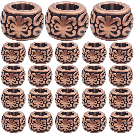 BronaGrand 100pcs Large Hole Spacer Beads Tibetan Alloy European Rondelle Spacers Vintage Loose Charm Beads for DIY Necklace Bracelet Jewelry Making, 7.8x5.5mm, Hole: 4.5 mm