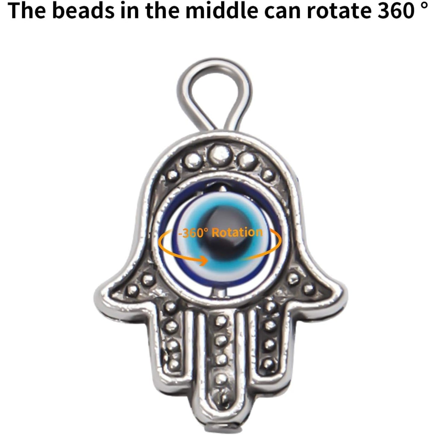 Hamsa Hand Beads Frame Charms,30 Pieces of Hamsa Evil Eye Pendant Hand of Fatima Symbol Charms Jewelry Making Findings for DIY Necklace Bracelet(Gold & Silver & Bronze)