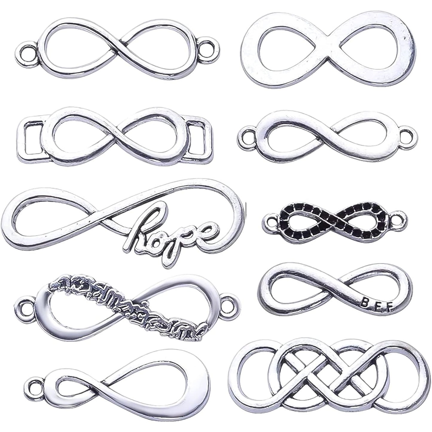 50pcs Mixed Infinity Symbol Charms Pendants for Crafting, Jewelry Findings Making Accessory for DIY Necklace Bracelet