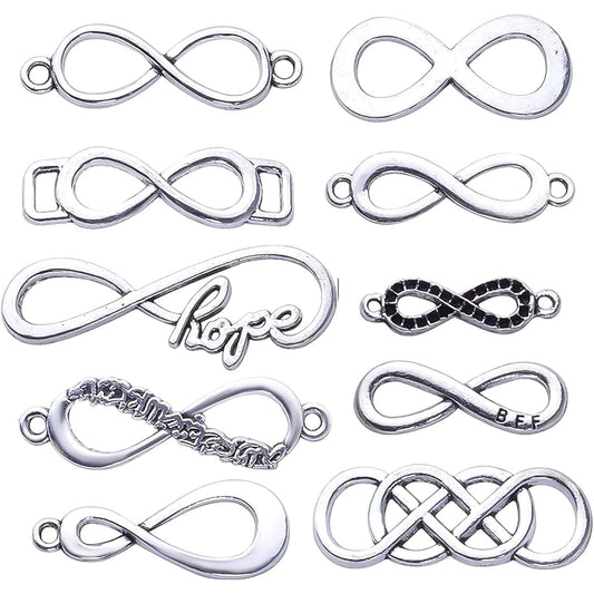 50pcs Mixed Infinity Symbol Charms Pendants for Crafting, Jewelry Findings Making Accessory for DIY Necklace Bracelet