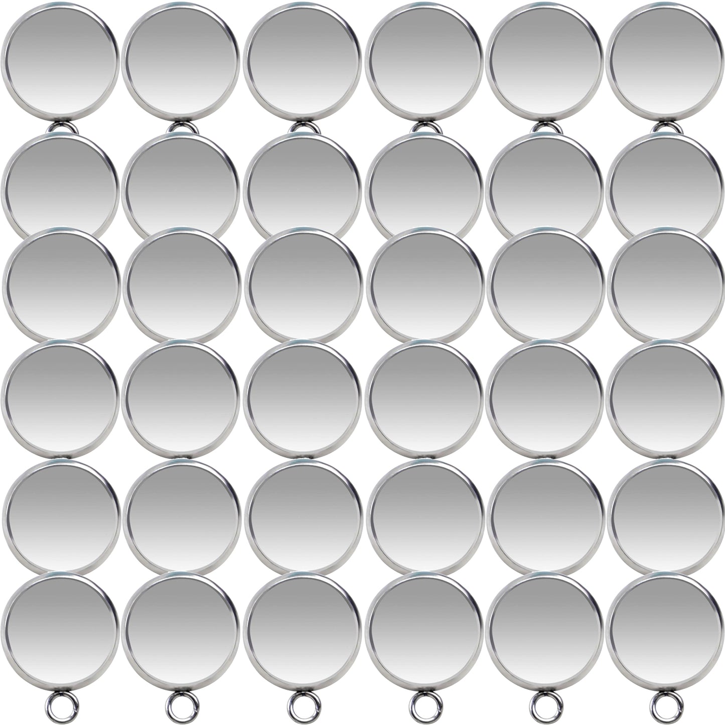 40 Pieces Stainless Steel Cabochon Blank Earring Studs Earring Tray and 40 Pieces Silicone Clear Earring Back for Earring Making,6mm,8mm,10mm,12mm