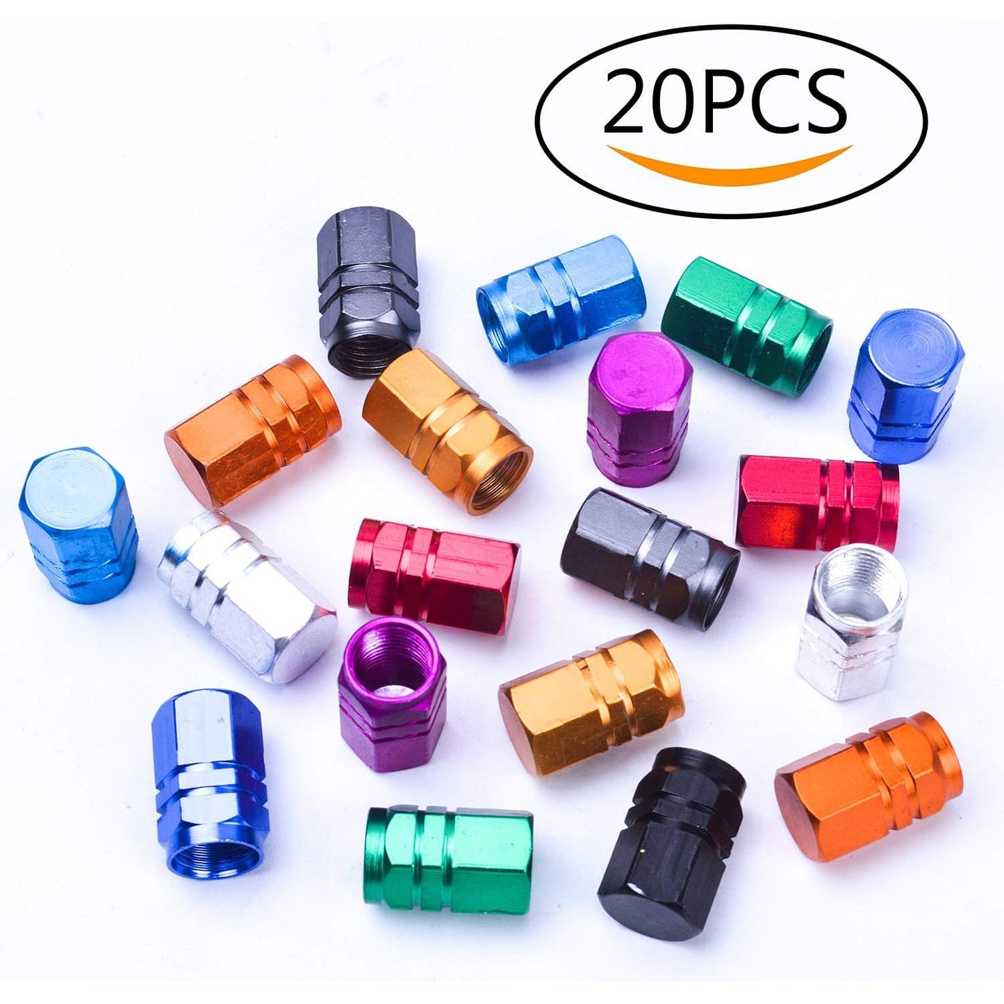 20 Pieces Schrader Tire Valve Caps, Aluminum Alloy Bicycle Bike Tire Valve Caps Dust Covers 10 Colors