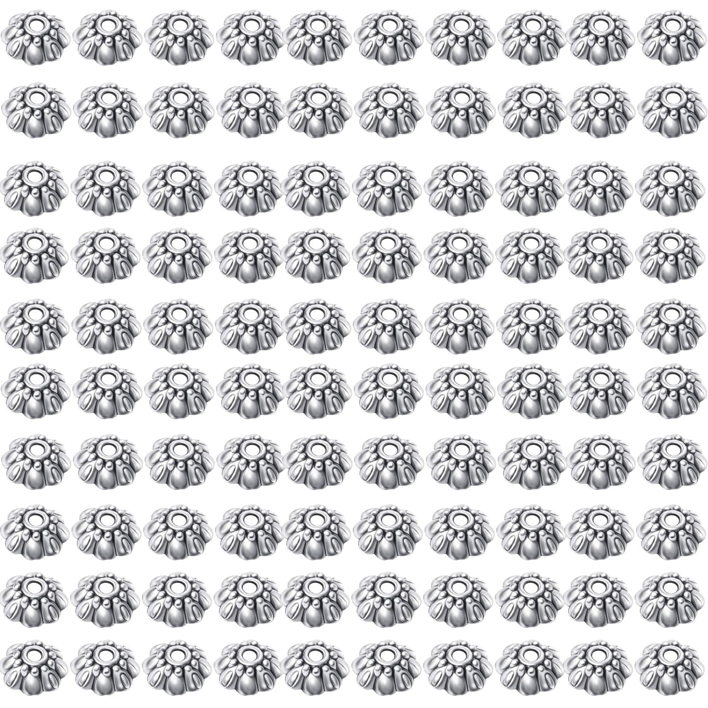 100pcs Flower Beads Caps Spacer Beads Caps Bead End Caps Flower Caps with A Box for Bracelet Necklace Earring Jewelry Making Supplies