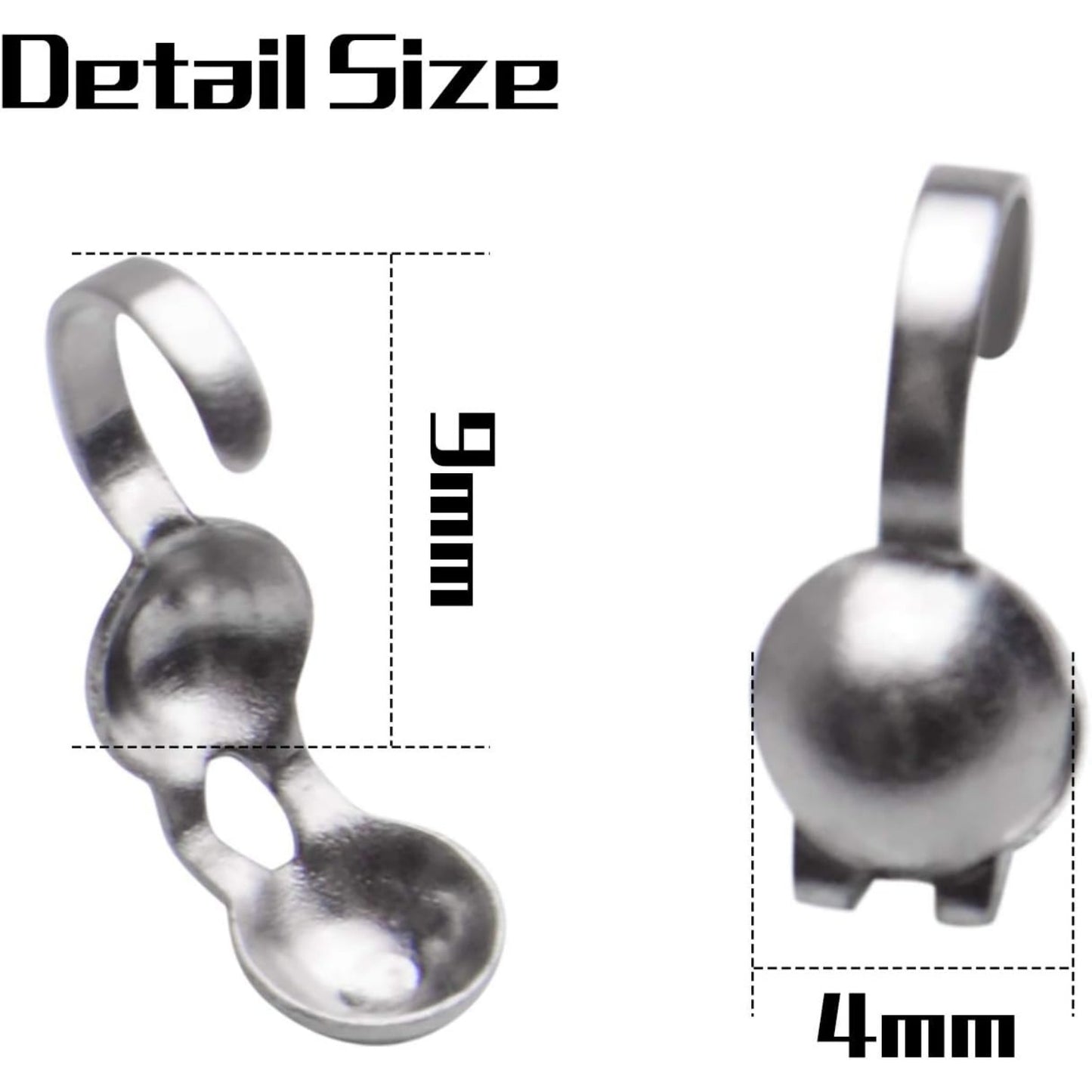 Calottes End Crimps,200Pcs Stainless Steel Fold-Over Bead Tips Clamshell Crimp Bead Tips Knot Covers for Knots,Cord Ends,Crimps Jewelry Making