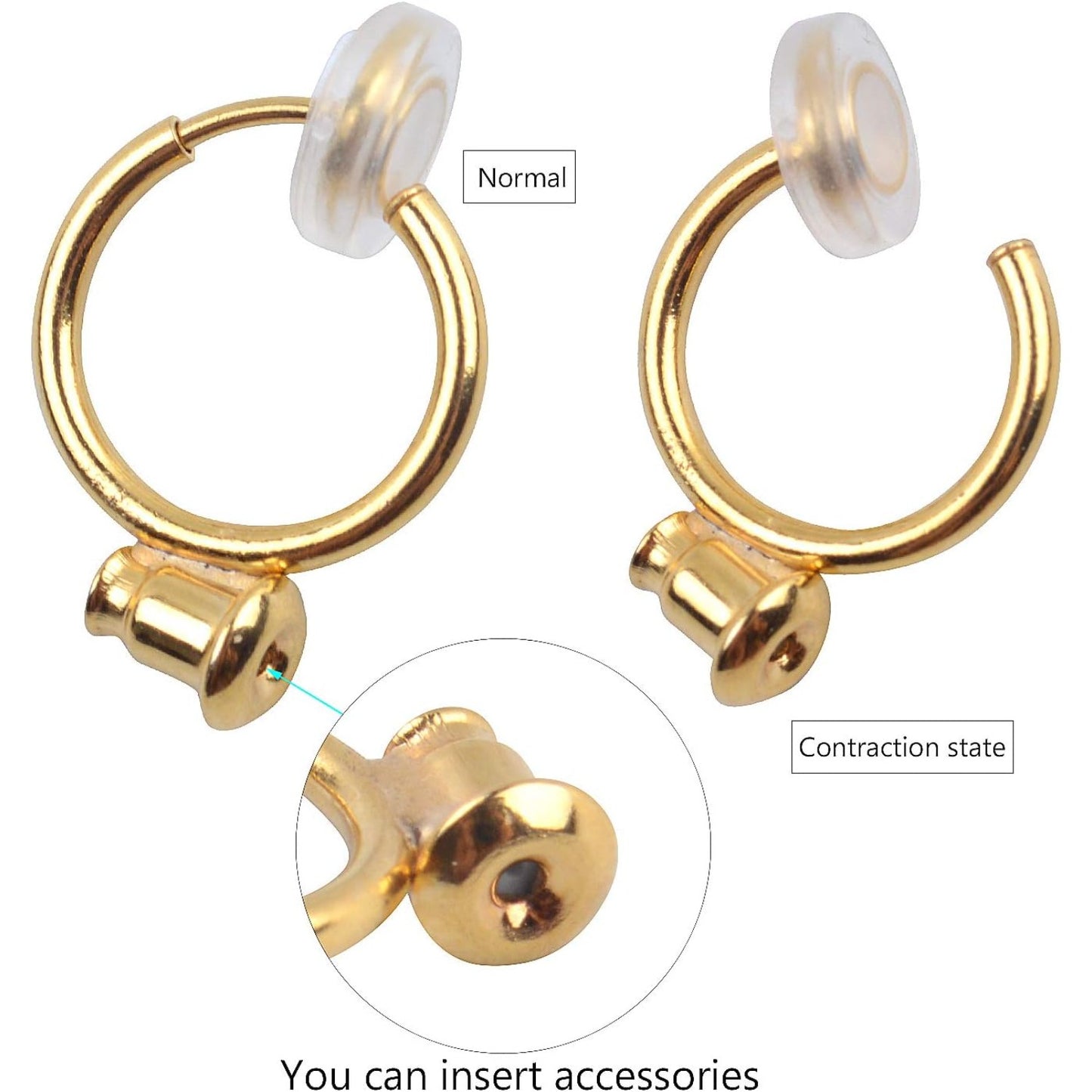 12 Pieces Clip-on Earring Converter Components with Post and 12 Pieces Silicone Earring Pads for None Pierced Ears, 2 Colors