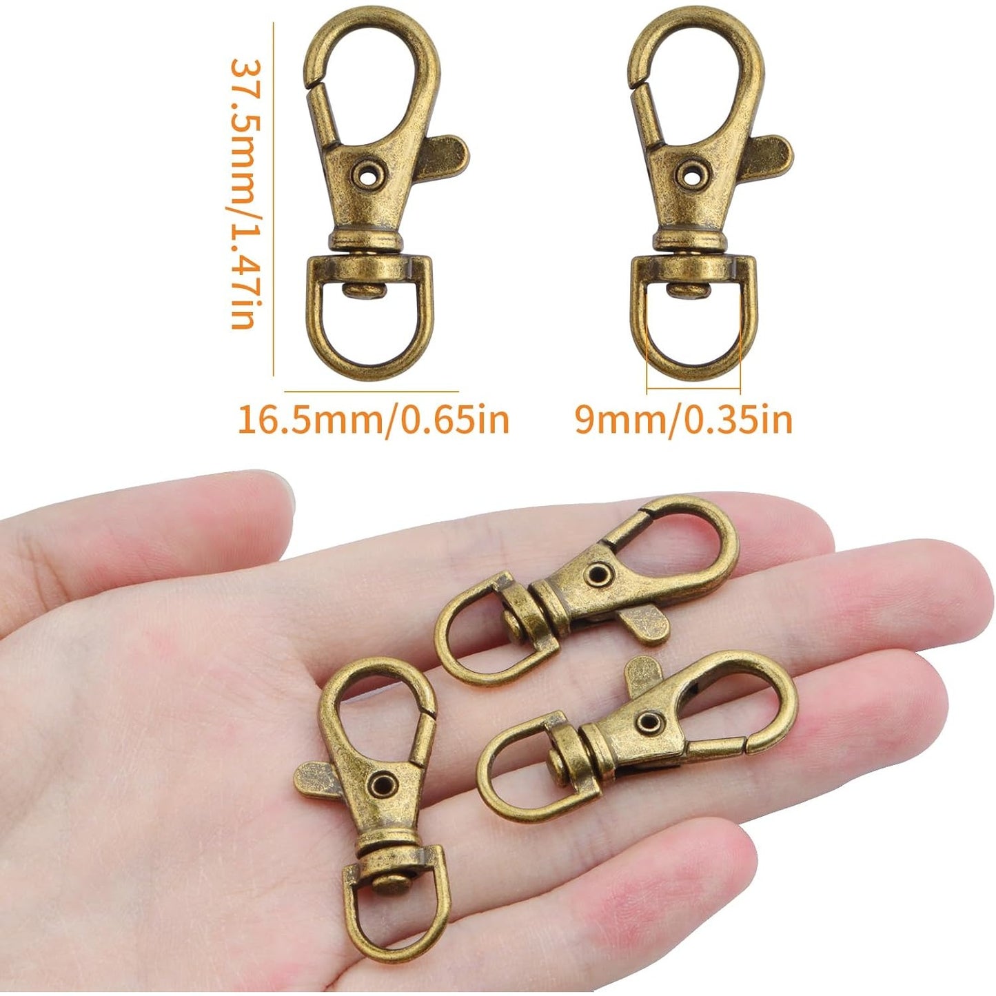 50pcs Swivel Clasp Hooks Metal Alloy Lanyard Snap Hook Lobster Claw Clasps Handmade Trigger Clips Accessories for Keychain Rings Handbag Purse Tag DIY Jewelry Making, Antique Bronze